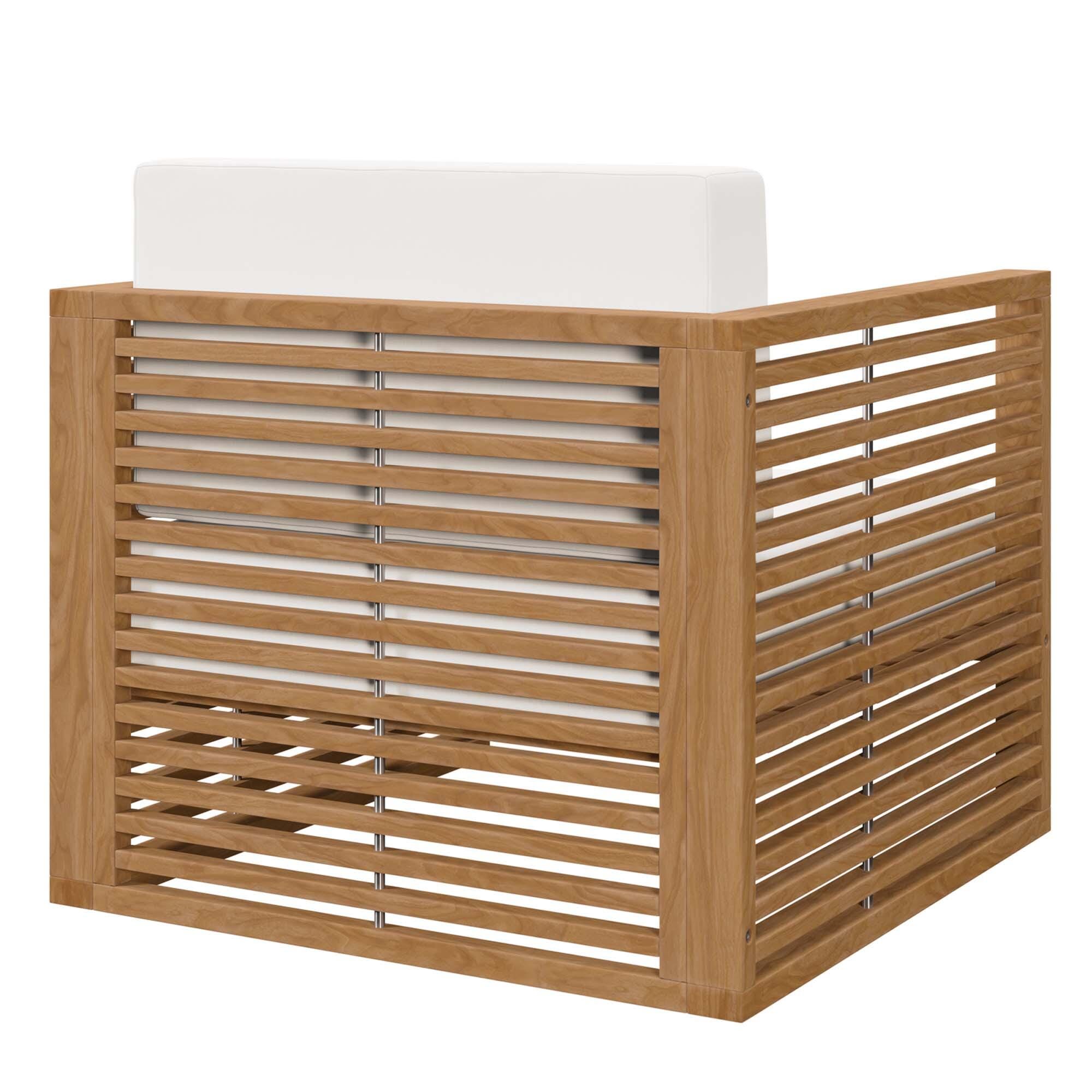 Modway Carlsbad Outdoor Side Table and 2 Armchairs, Natural White, large