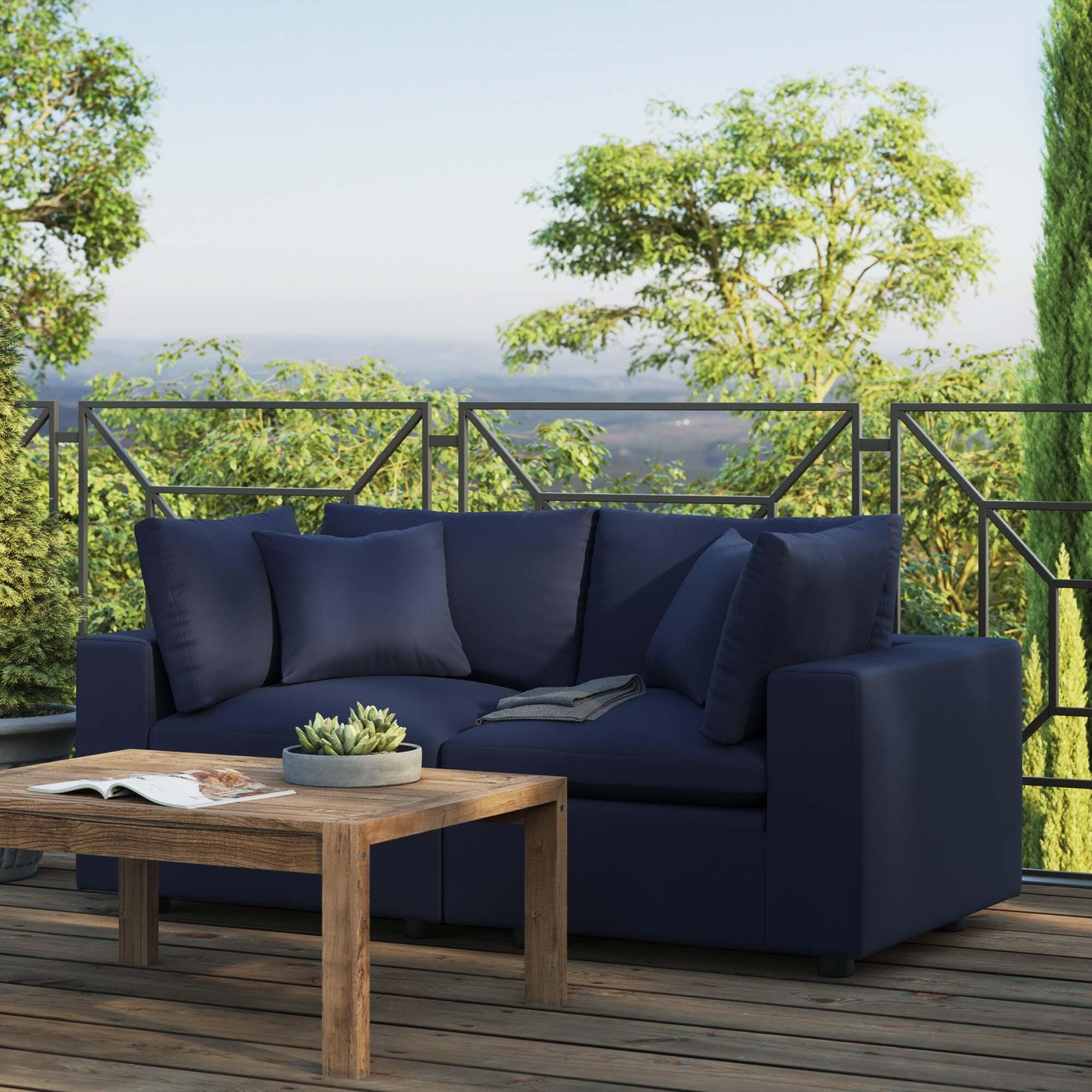 Modway Commix Outdoor Loveseat, Navy, rollover