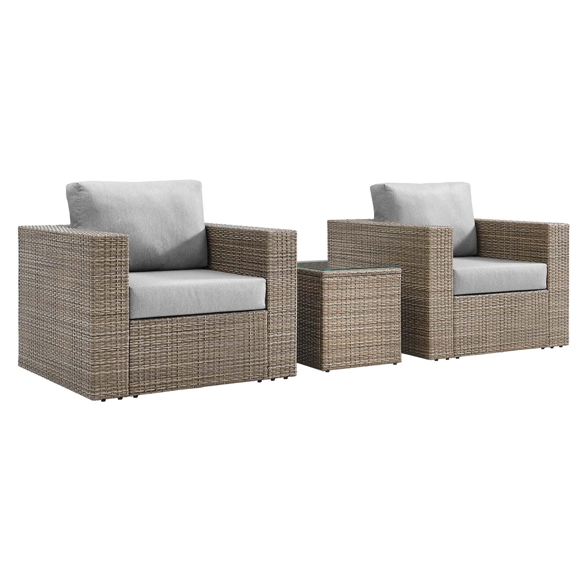 Modway Convene Outdoor Side Table and 2 Armchairs, , large