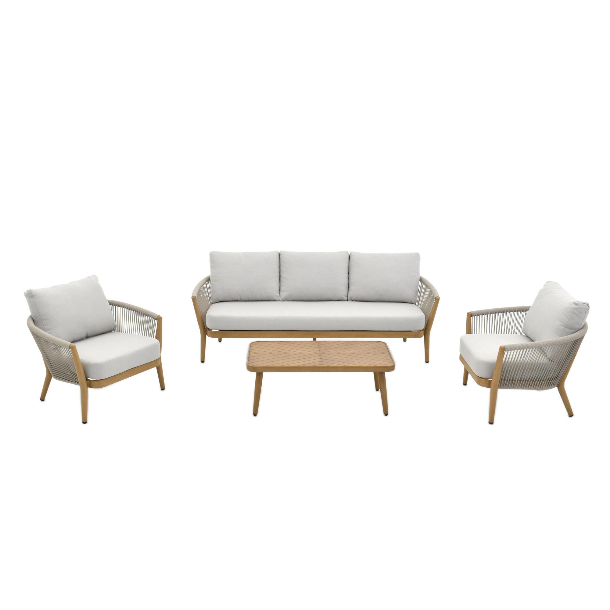 A-Eco Living Outdoor Sofa with 2 Chairs and Coffee Table, , large