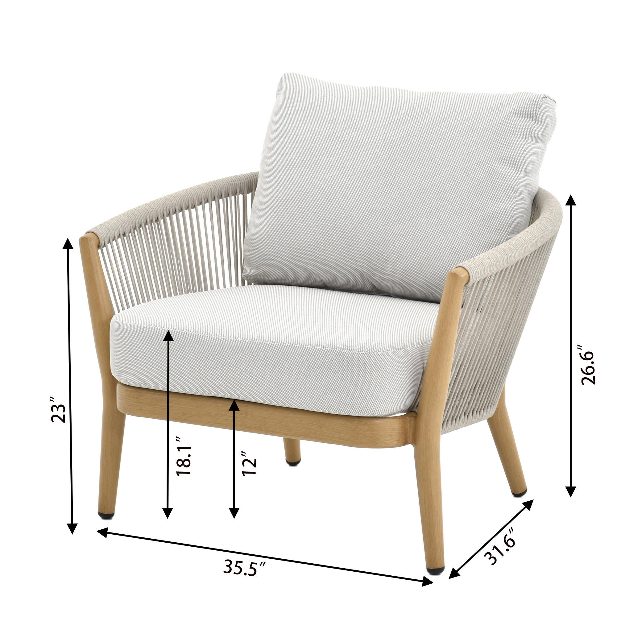 A-Eco Living Outdoor Sofa with 2 Chairs and Coffee Table, , large