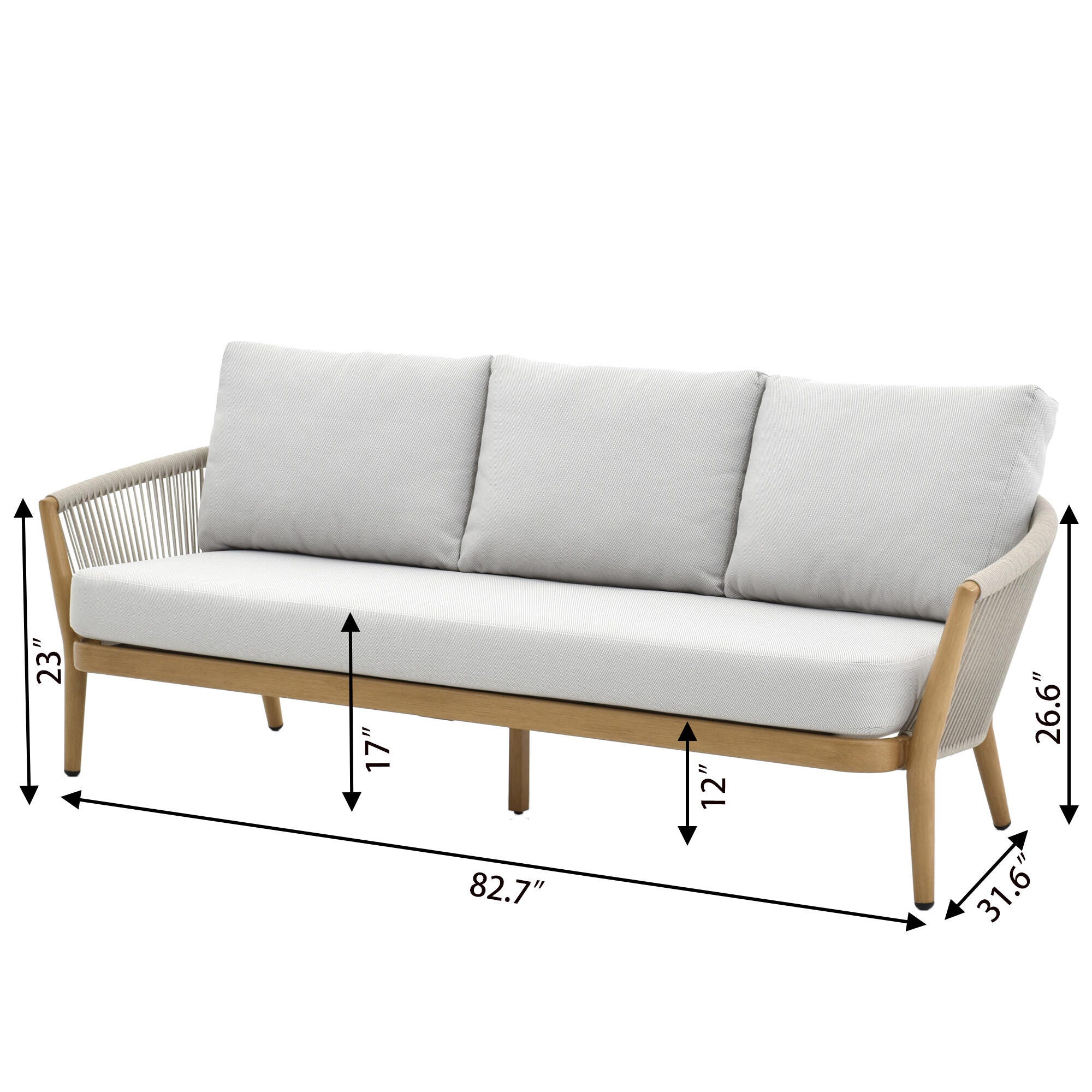 A-Eco Living Outdoor Sofa with 2 Chairs and Coffee Table, , large