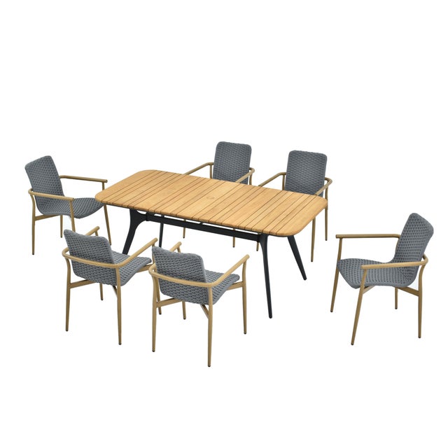 A-Eco Living Outdoor Dining Table with 6 Chairs, Natural