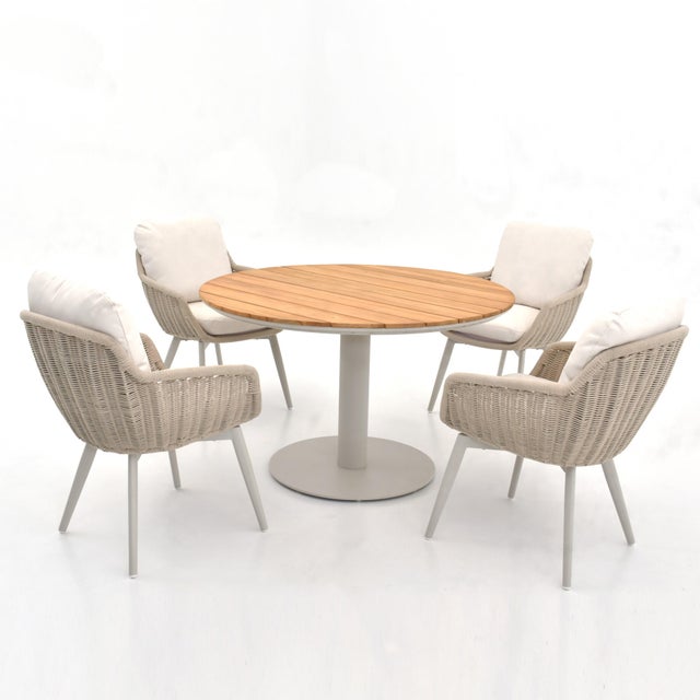 A-Eco Living Outdoor Dining Table with 4 Chairs, Beige