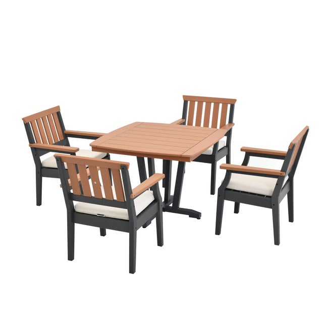 A-Eco Living Outdoor Dining Table with 4 Armchairs, Beige