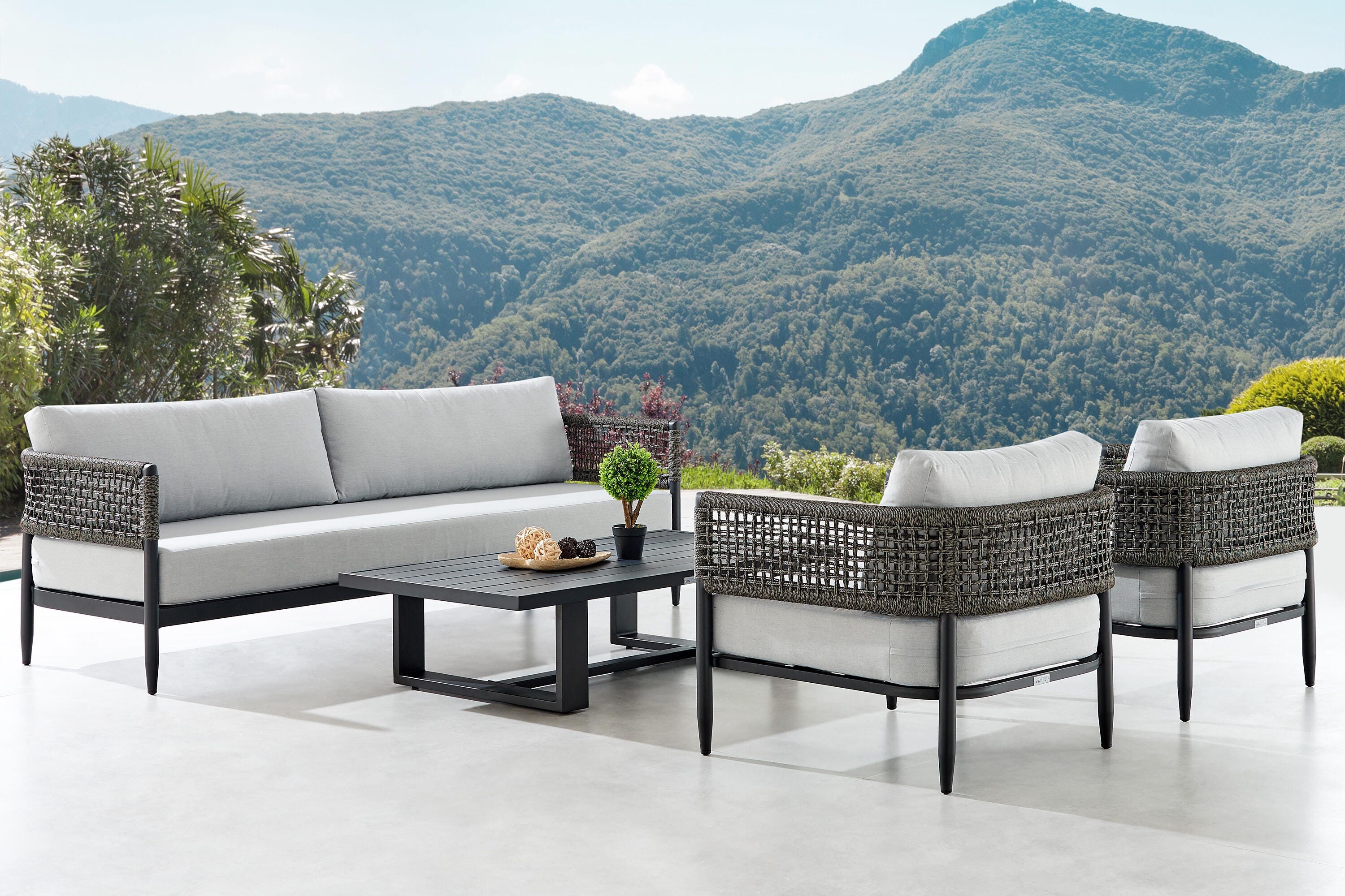 Armen Living Alegria Outdoor Sofa and 2 Chairs with Coffee Table, , rollover