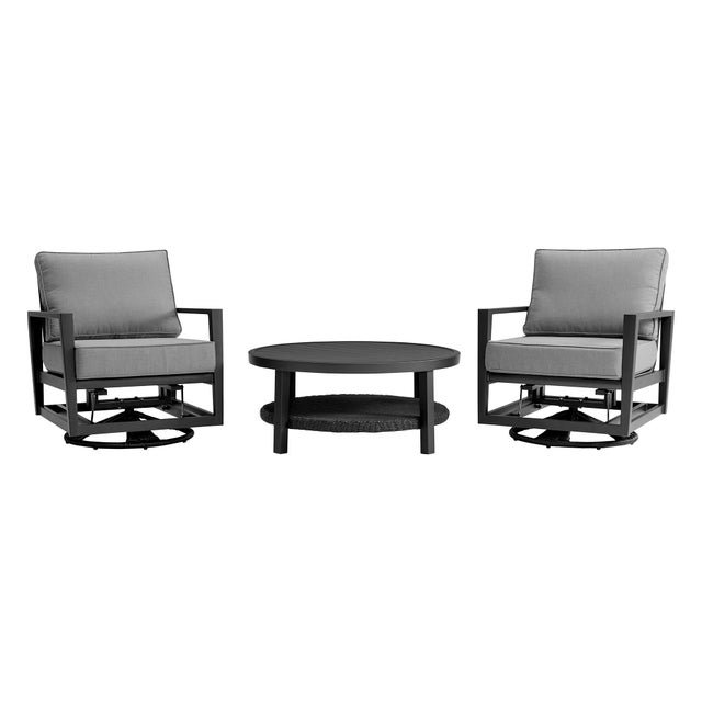 Armen Living Cayman Outdoor Coffee Table with 2 Chairs