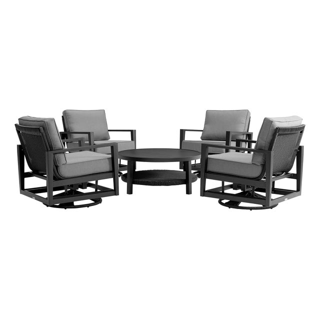 Armen Living Cayman Outdoor Coffee Table with 4 Chairs