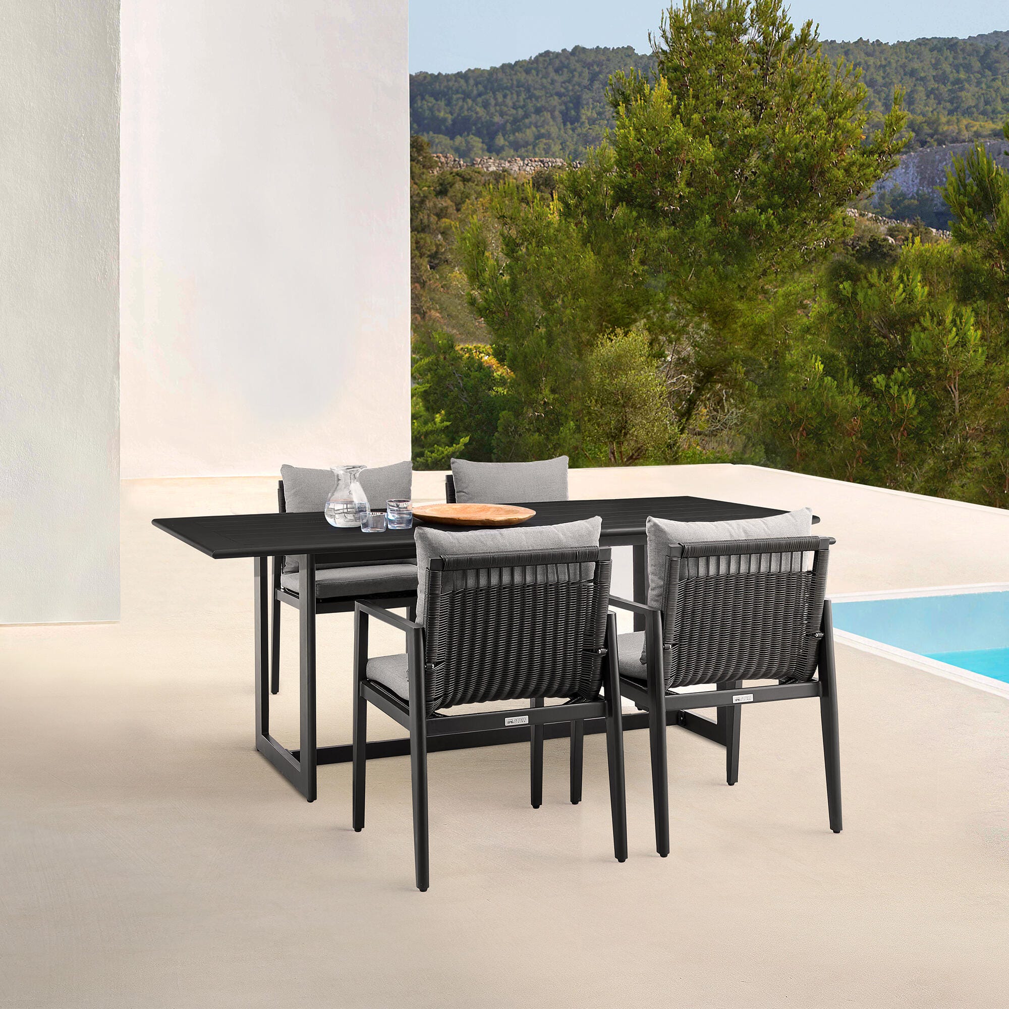 Armen Living Cayman Outdoor Dining Table and 4 chairs, , rollover