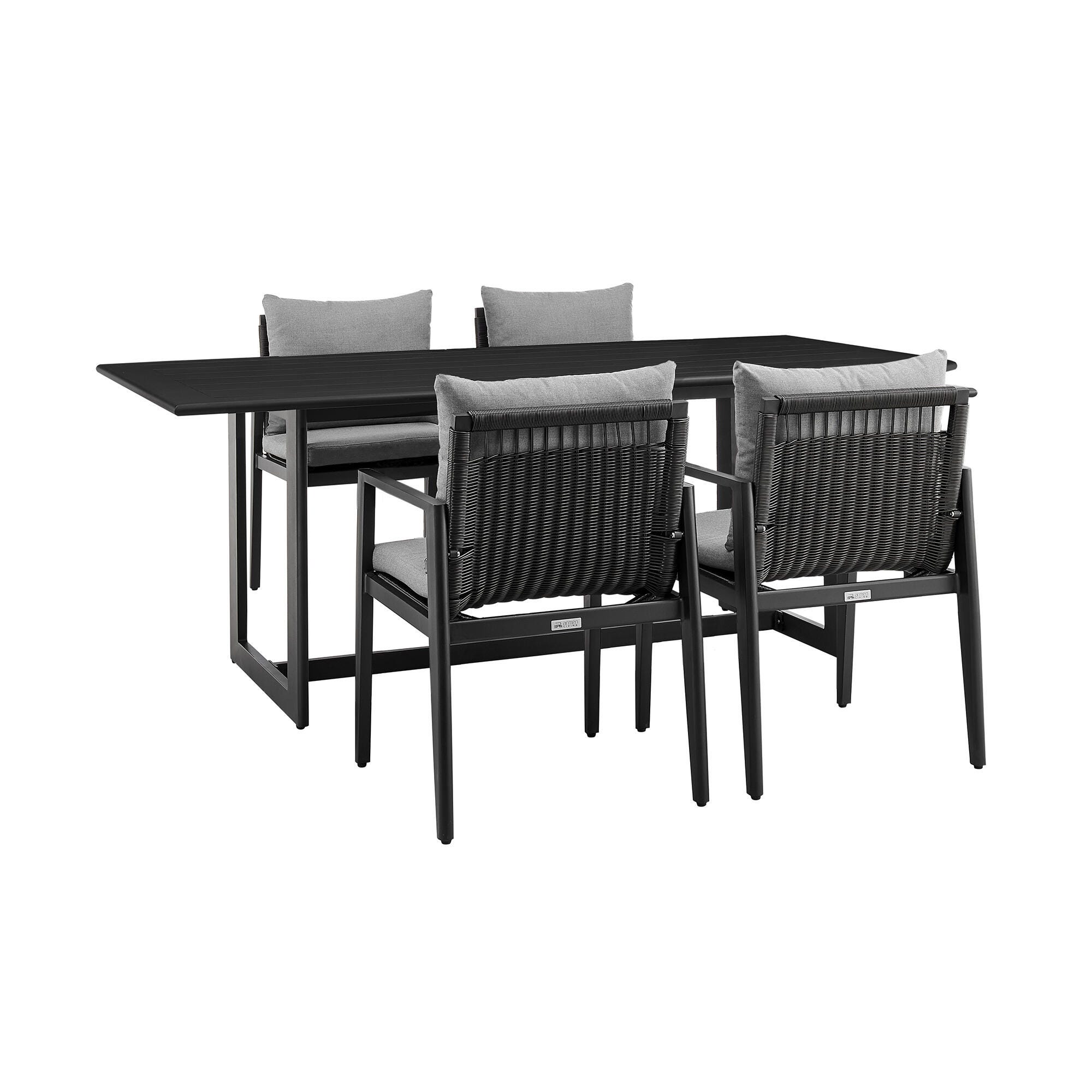 Armen Living Cayman Outdoor Dining Table and 4 chairs, , large