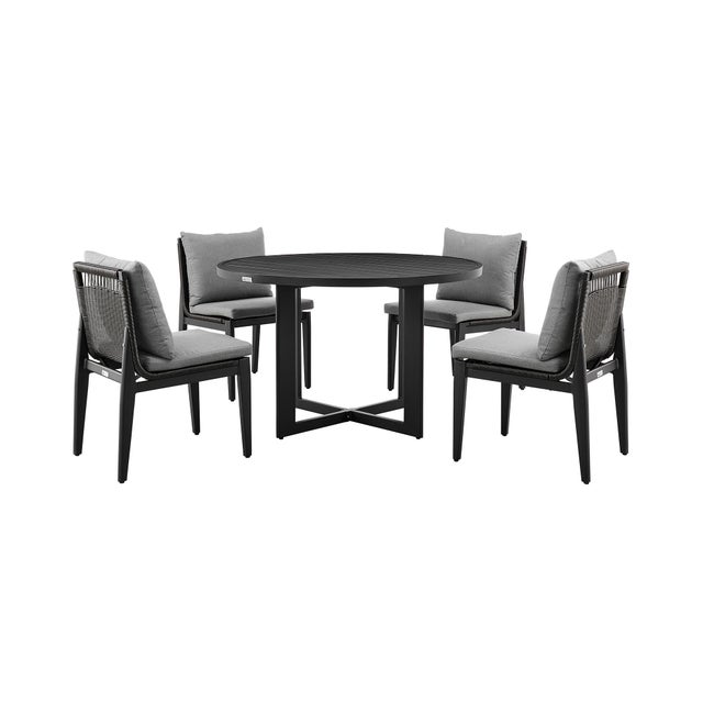 Armen Living Dine Outdoor Dining Table and 4 chairs