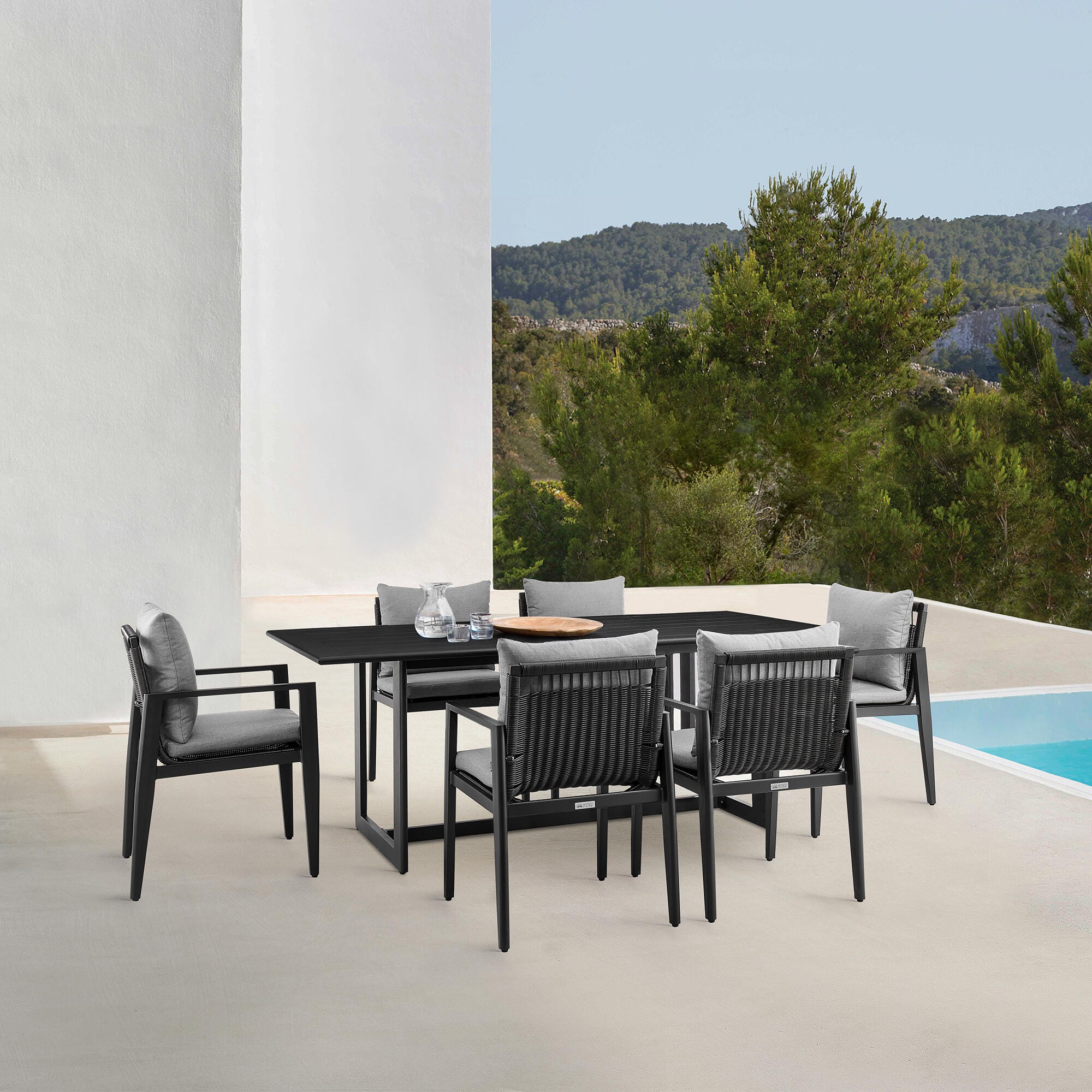 Armen Living Cayman Outdoor Dining Table and 6 chairs, , rollover
