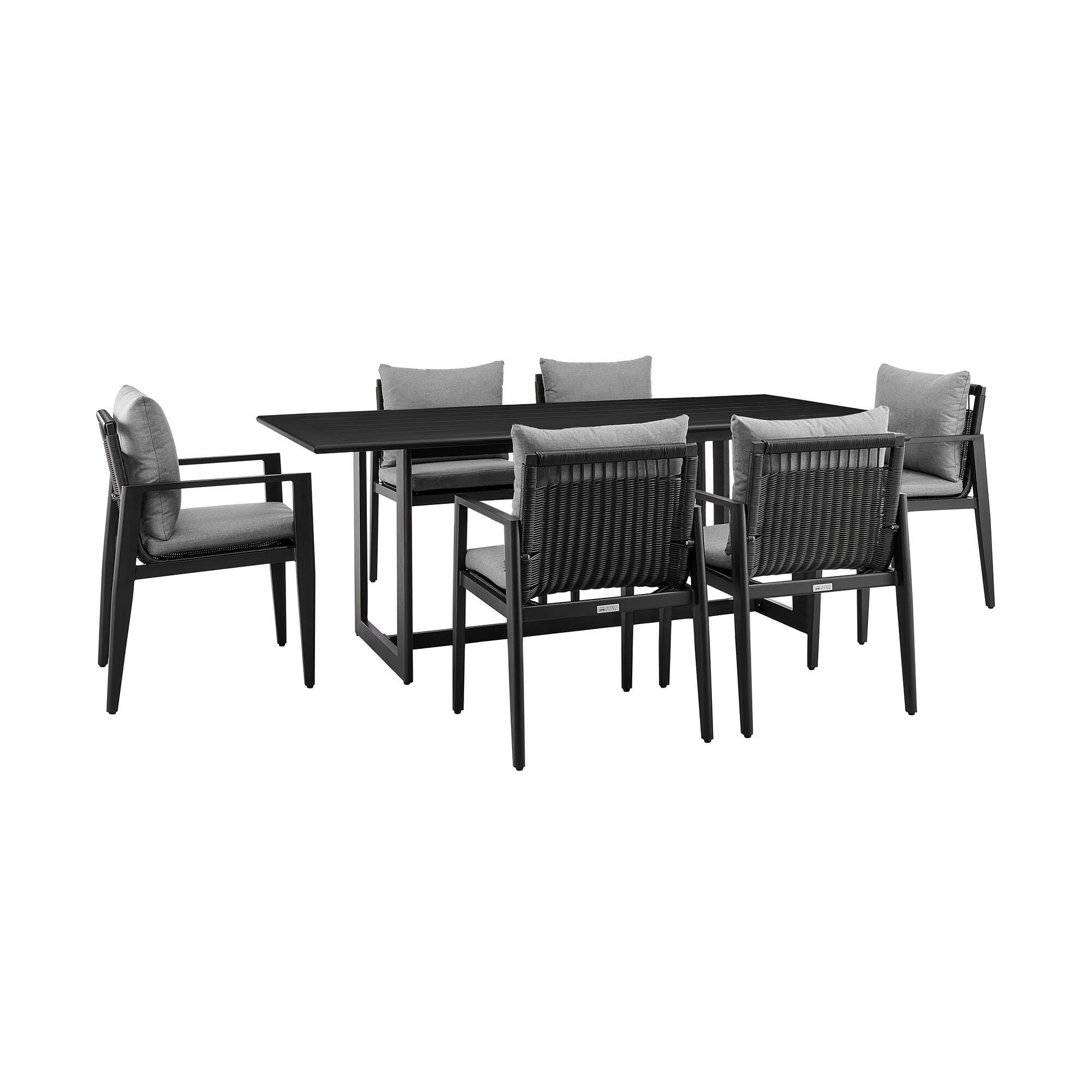 Armen Living Cayman Outdoor Dining Table and 6 chairs, , large