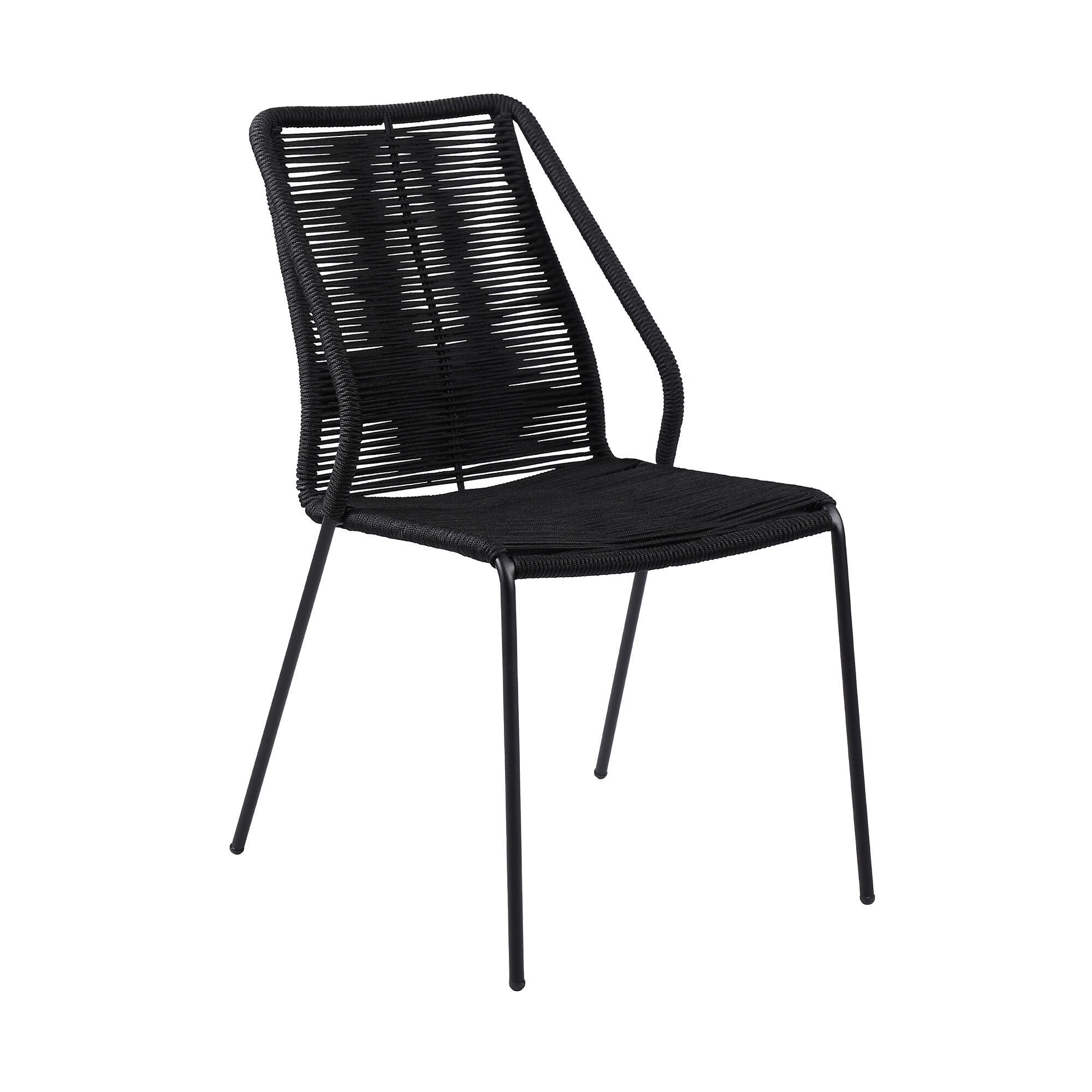 Armen Living Kylie Outdoor Dining Table and 4 Chairs, Black, large