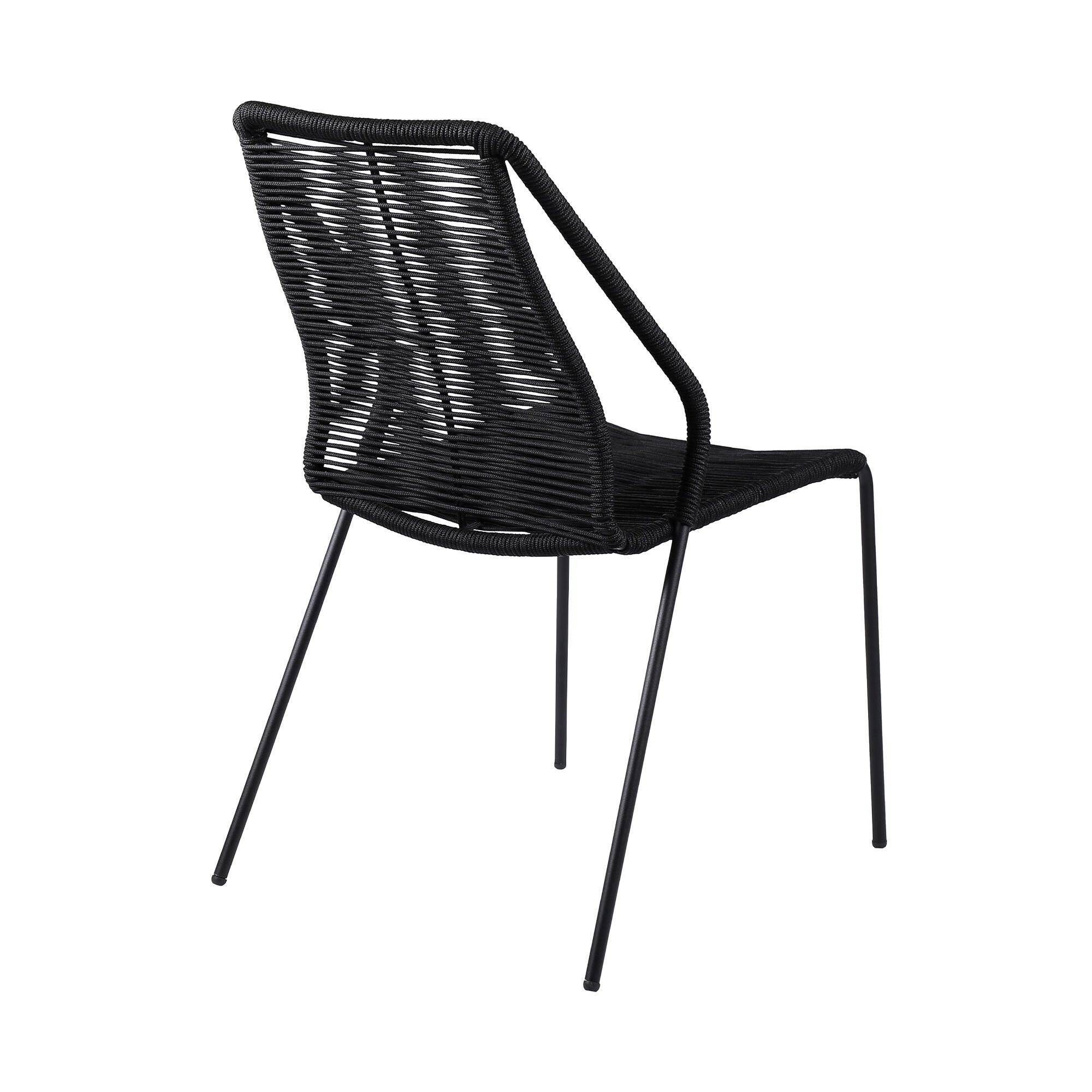 Armen Living Kylie Outdoor Dining Table and 4 Chairs, Black, large
