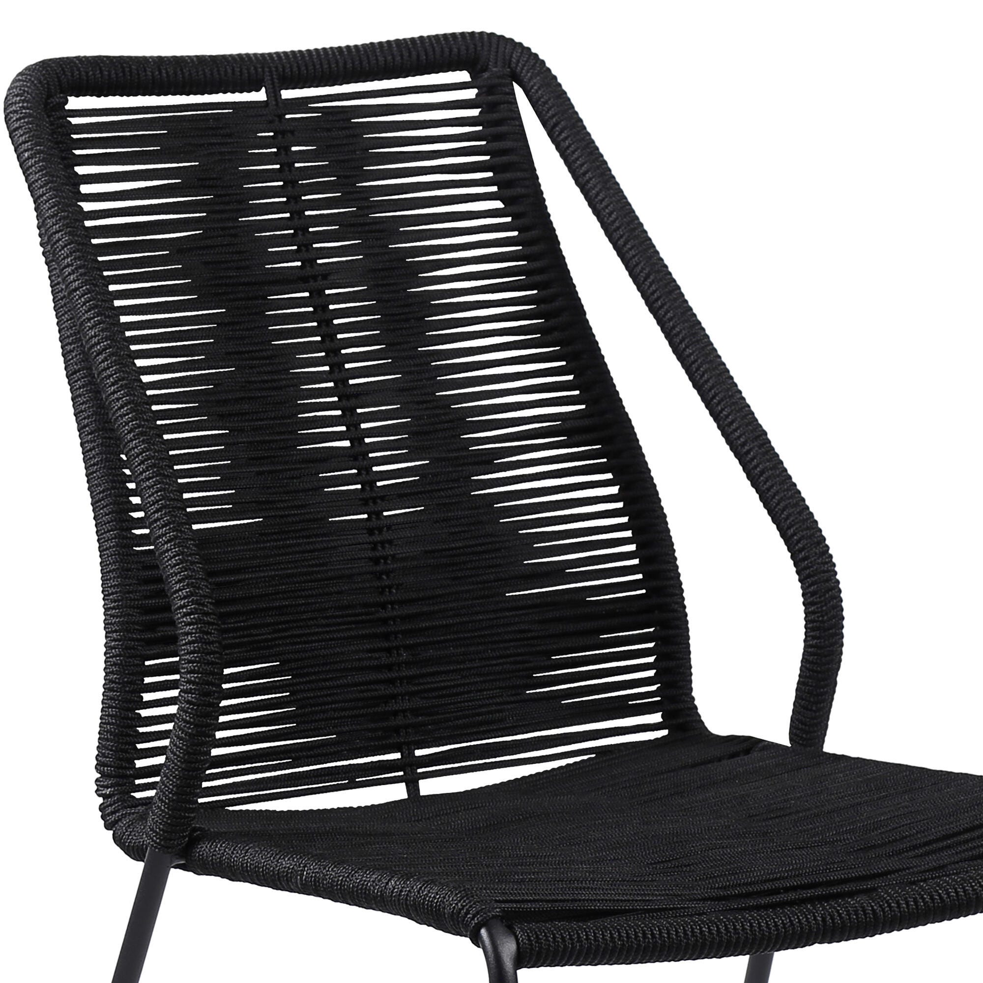 Armen Living Kylie Outdoor Dining Table and 4 Chairs, Black, large