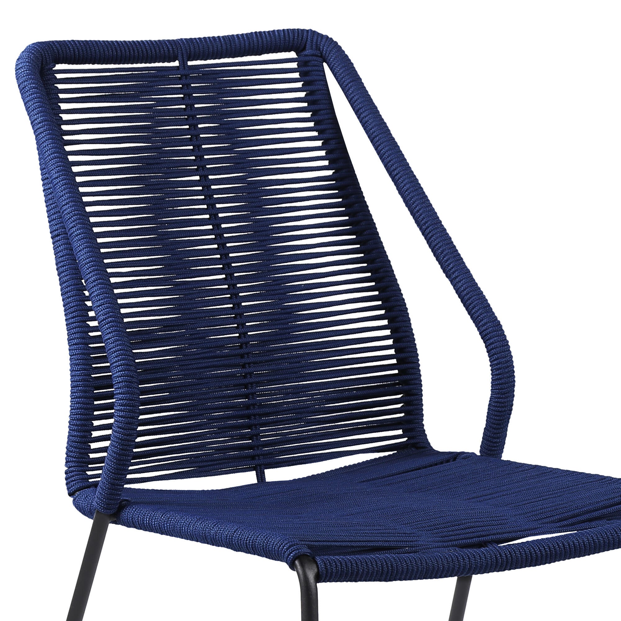 Armen Living Kylie Outdoor Dining Table and 4 Chairs, Blue, large