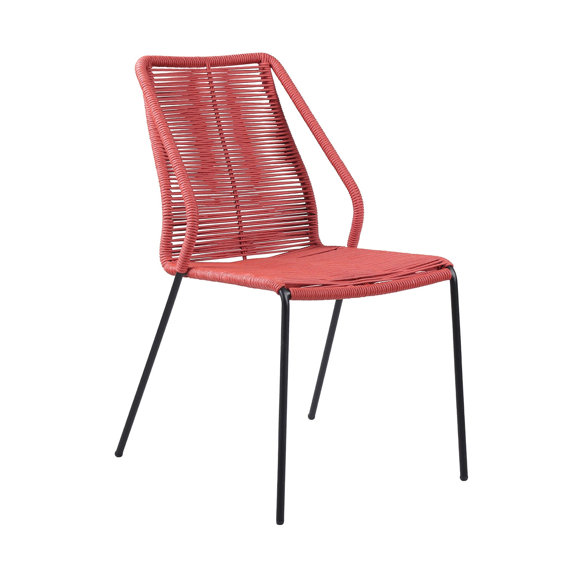Armen Living Kylie Outdoor Dining Table and 4 Chairs, Brick Red, large