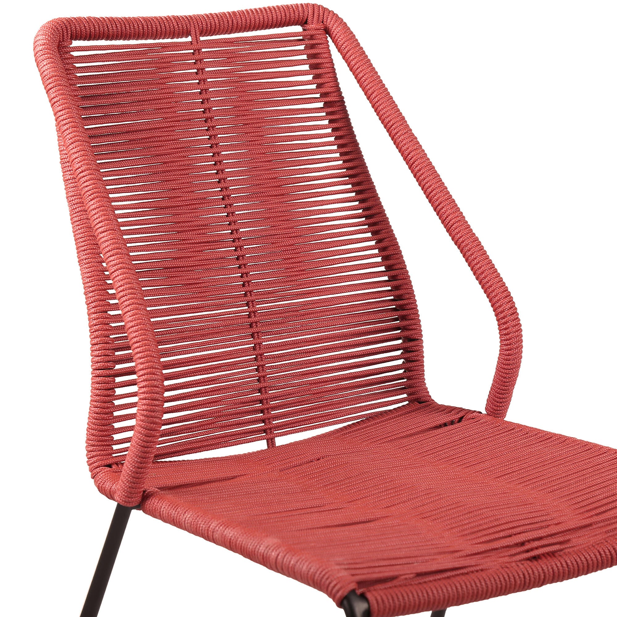 Armen Living Kylie Outdoor Dining Table and 4 Chairs, Brick Red, large