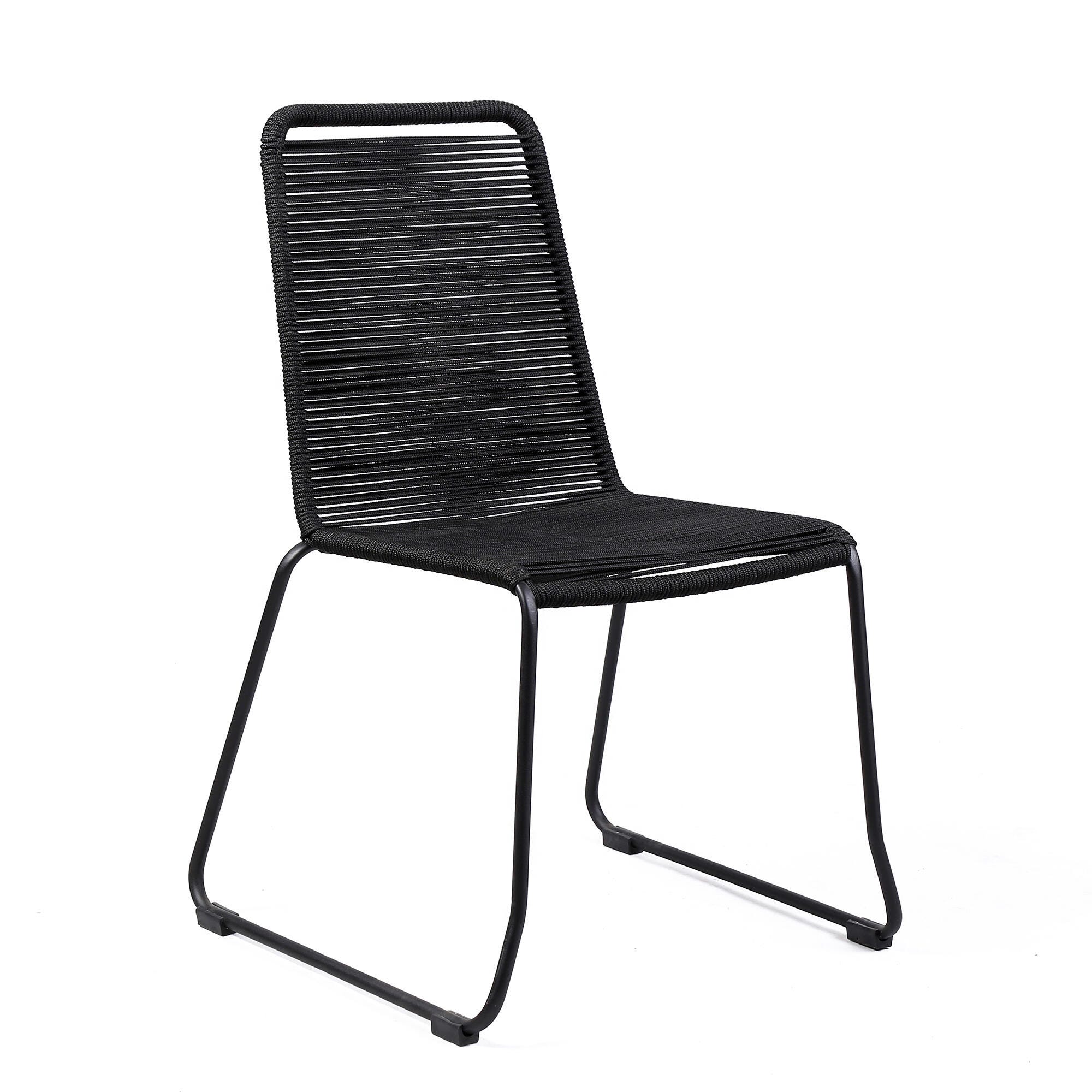 Armen Living Shasta Outdoor Dining Table and 4 Chairs, Black, large