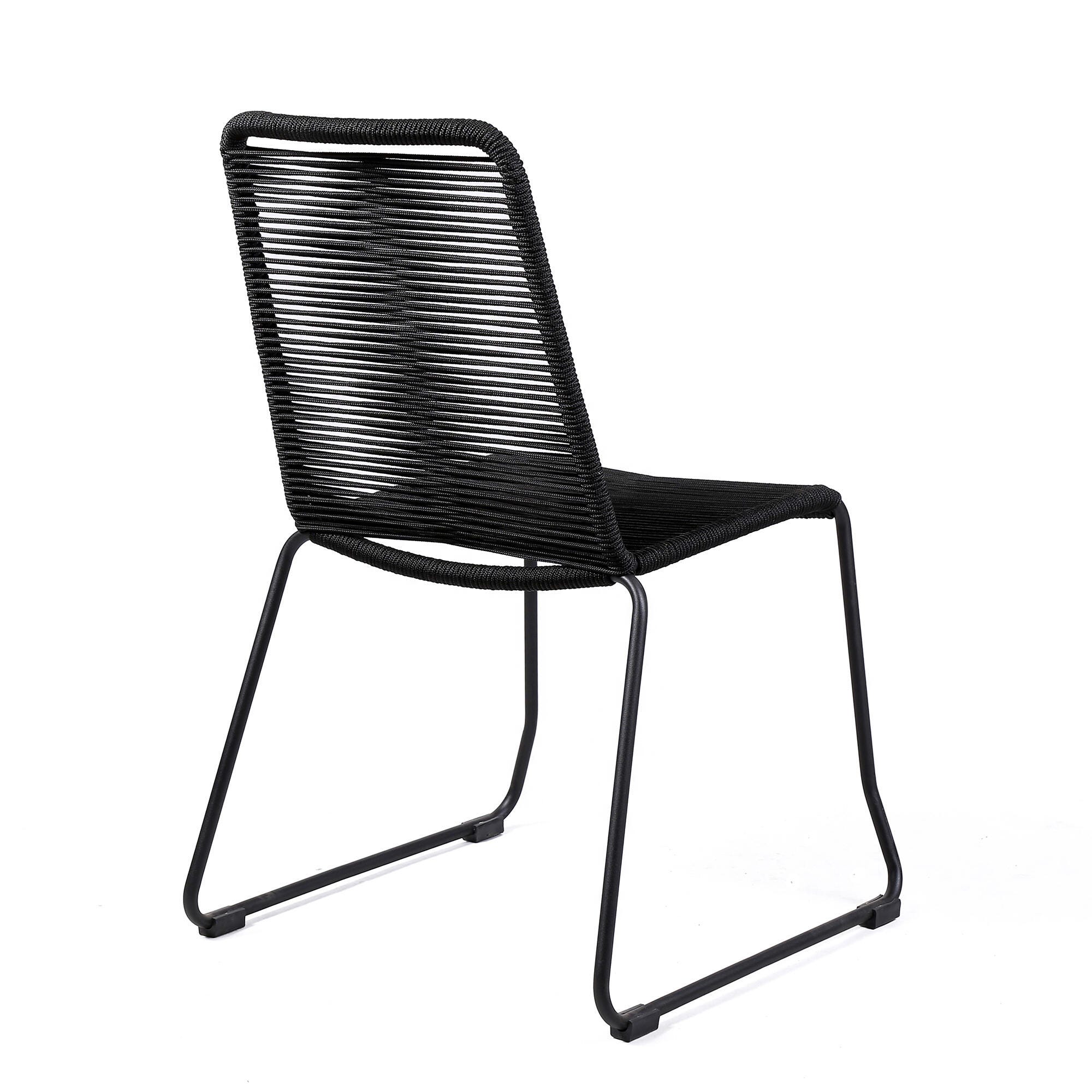 Armen Living Shasta Outdoor Dining Table and 4 Chairs, Black, large
