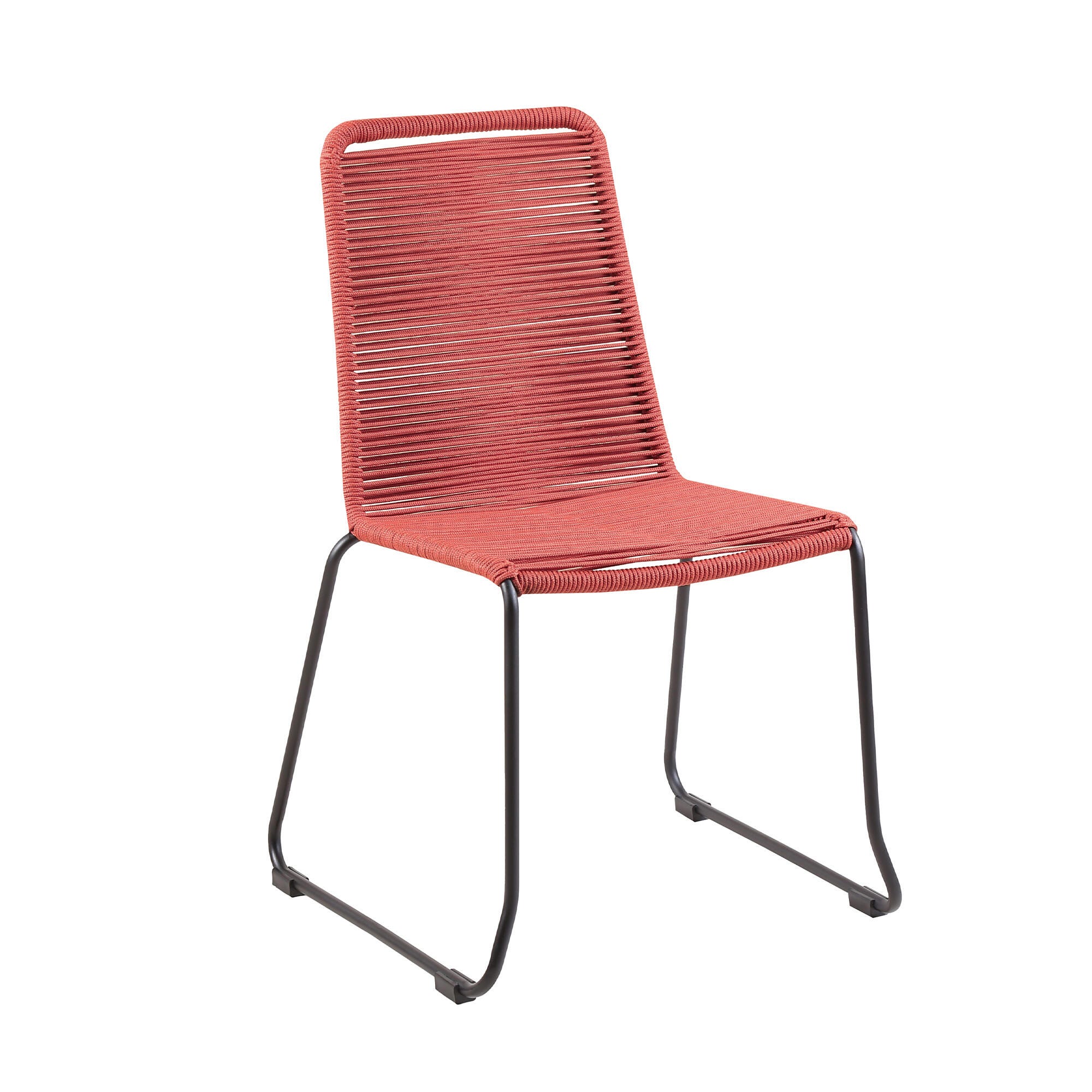 Armen Living Shasta Outdoor Dining Table and 4 Chairs, Brick Red, large