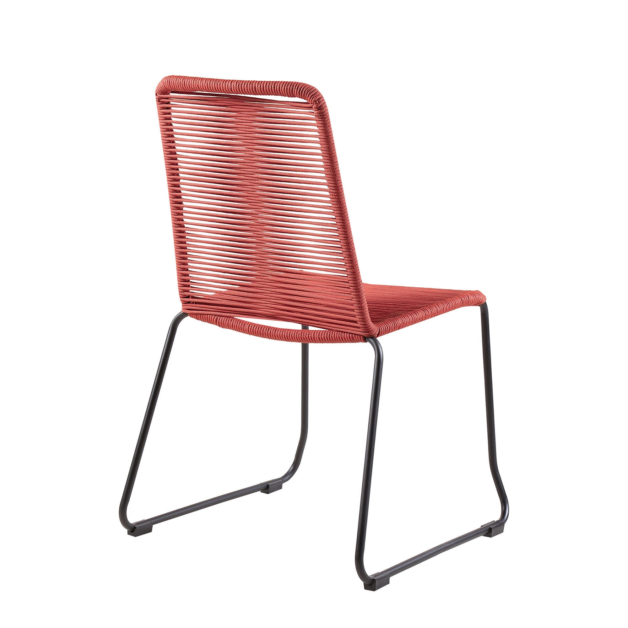 Armen Living Shasta Outdoor Dining Table and 4 Chairs, Brick Red, large