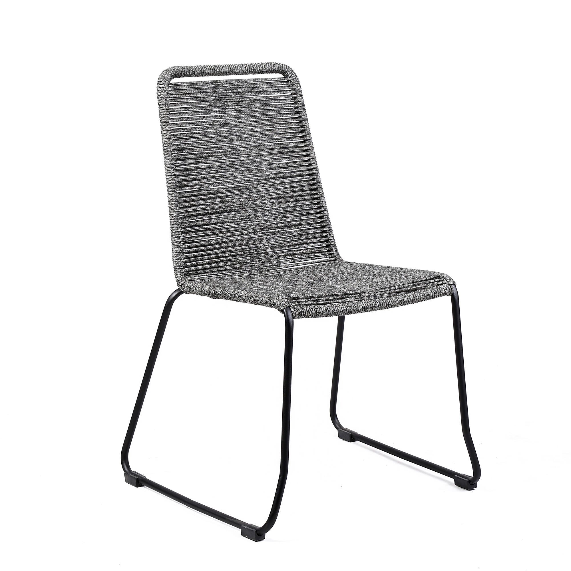 Armen Living Shasta Outdoor Dining Table and 4 Chairs, Gray, large