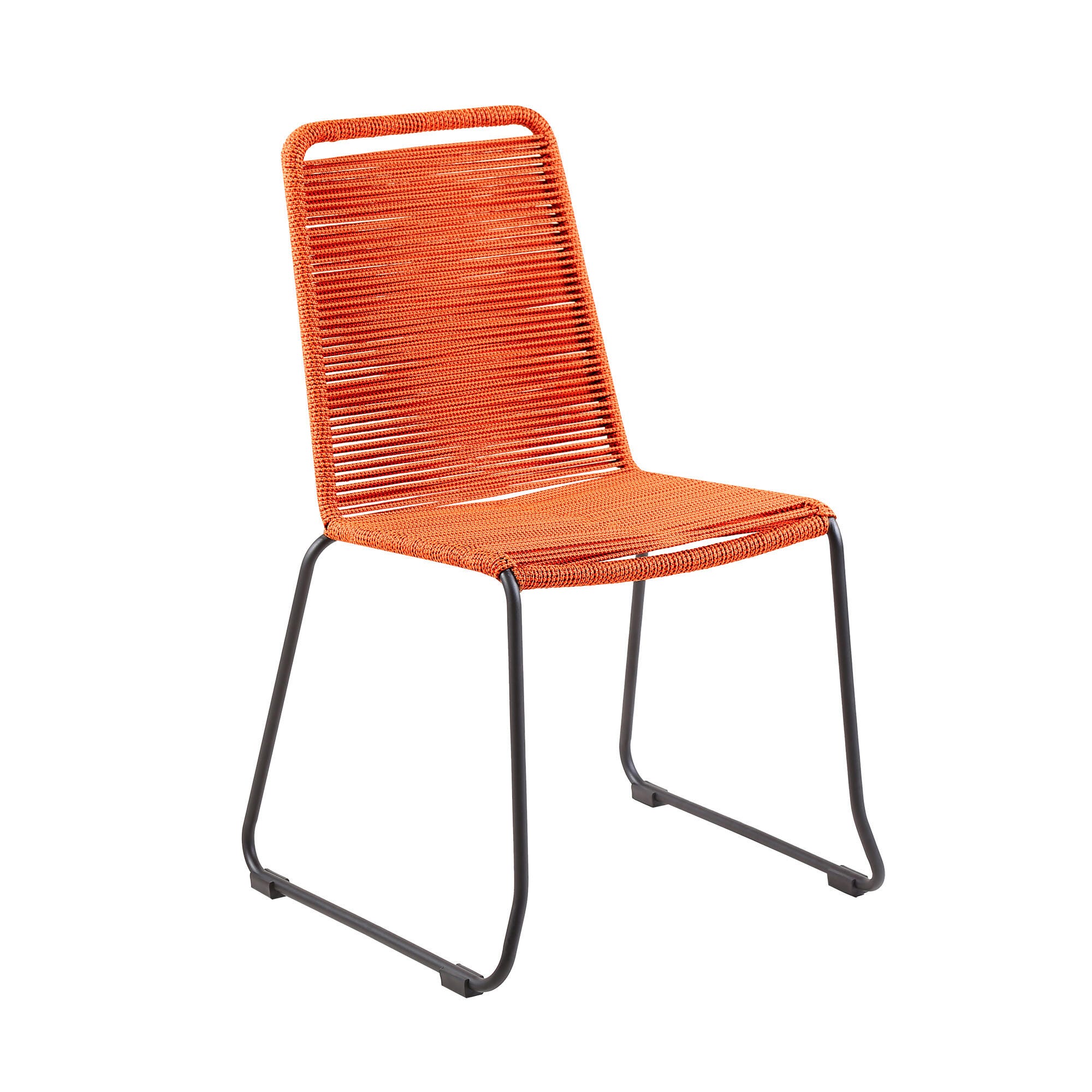Armen Living Shasta Outdoor Dining Table and 4 Chairs, Tangerine, large