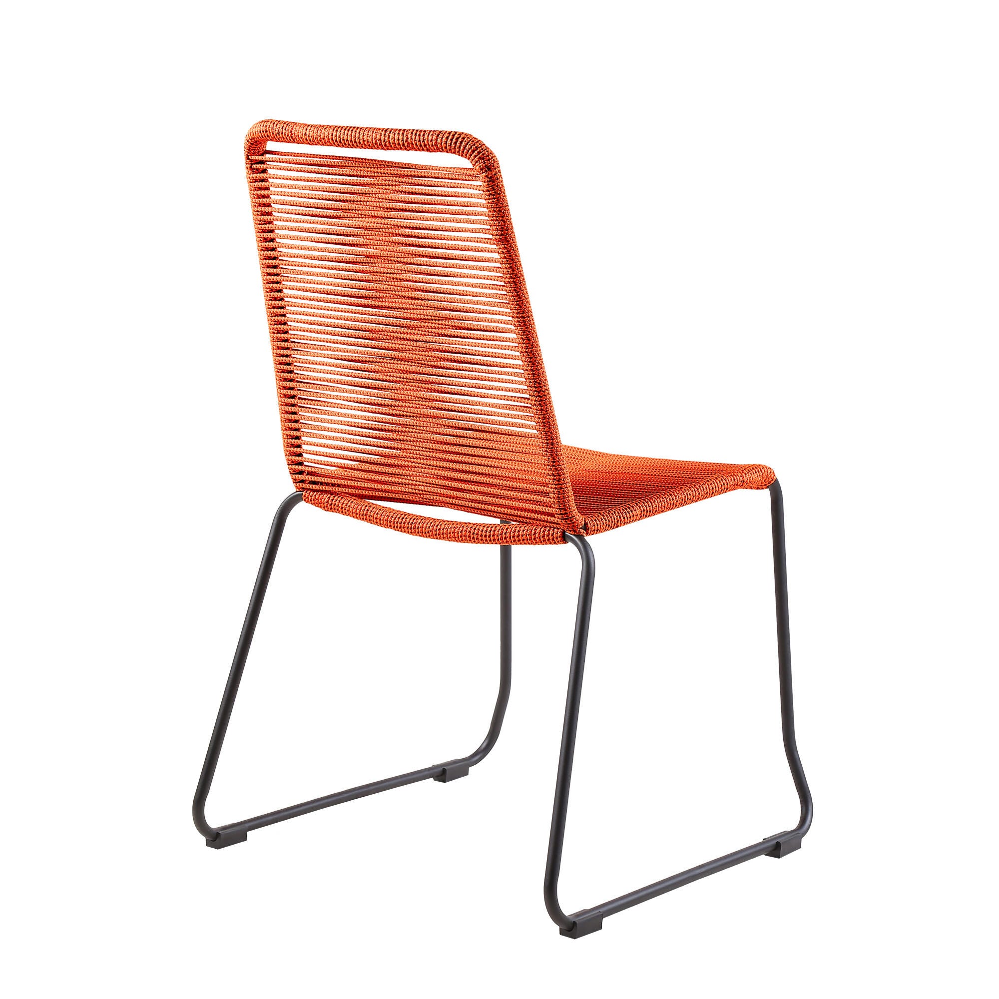 Armen Living Shasta Outdoor Dining Table and 4 Chairs, Tangerine, large