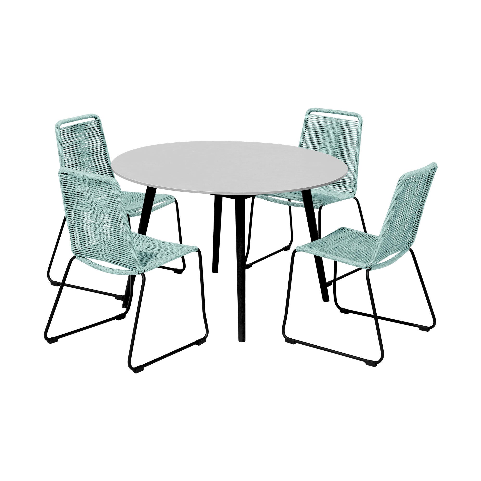 Armen Living Shasta Outdoor Dining Table and 4 Chairs, Wasabi, large