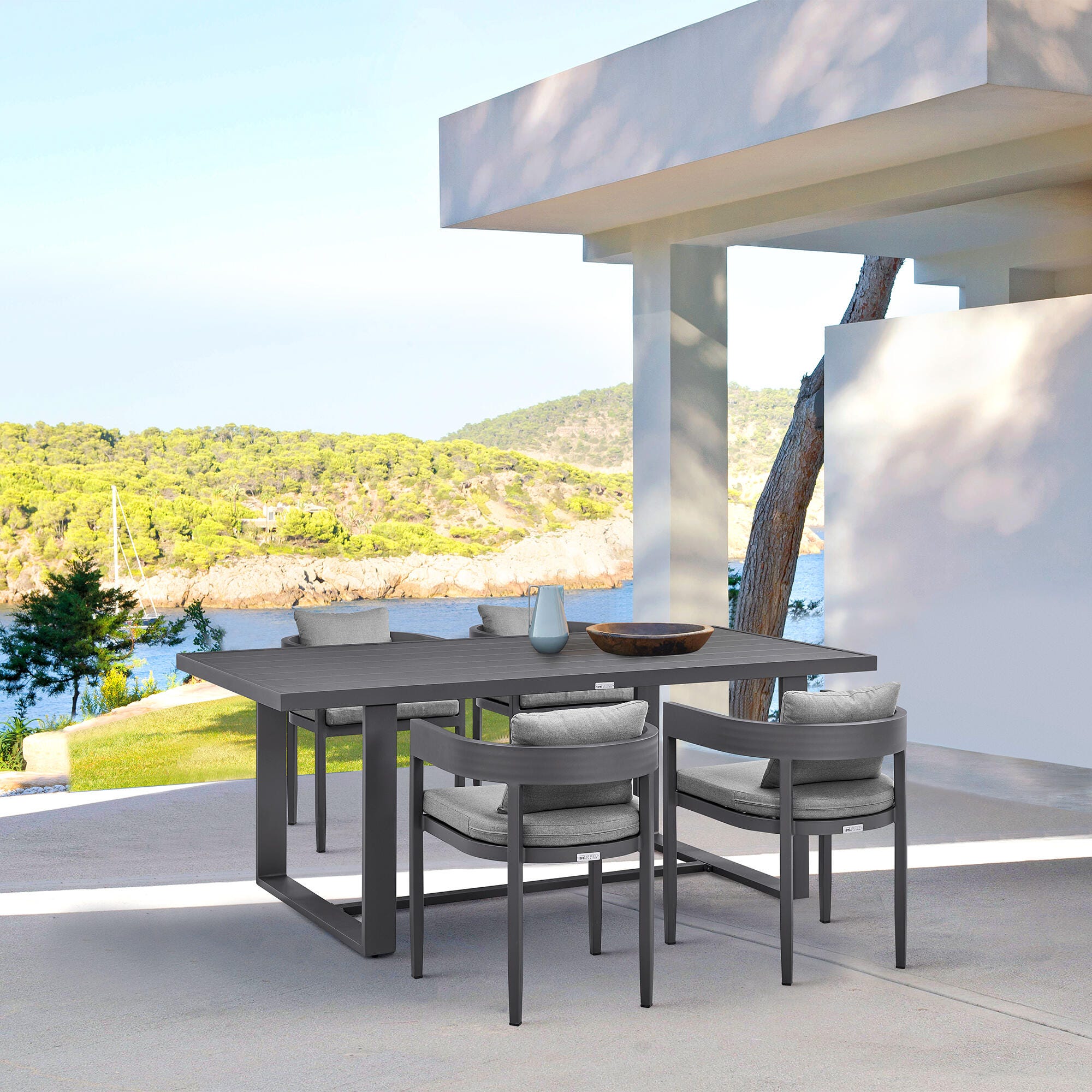 Armen Living Menorca Outdoor Dining Table and 4 chairs, , rollover