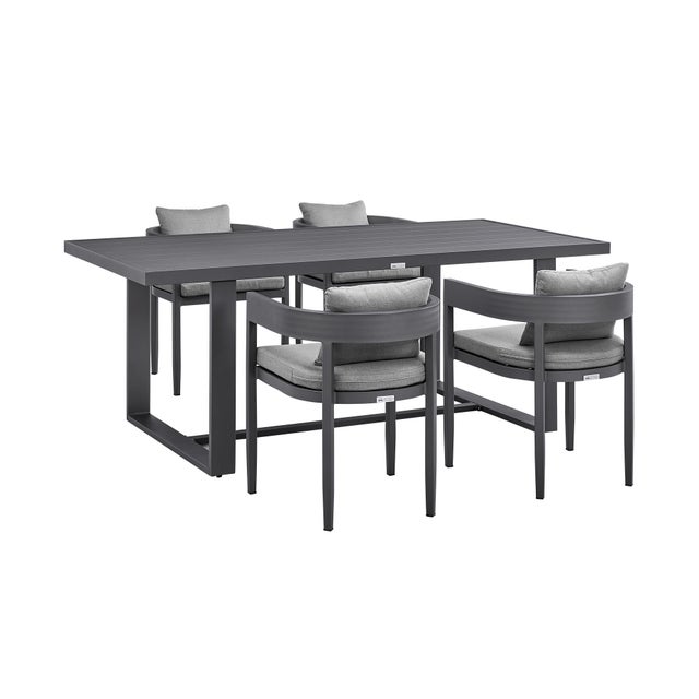 Armen Living Menorca Outdoor Dining Table and 4 chairs
