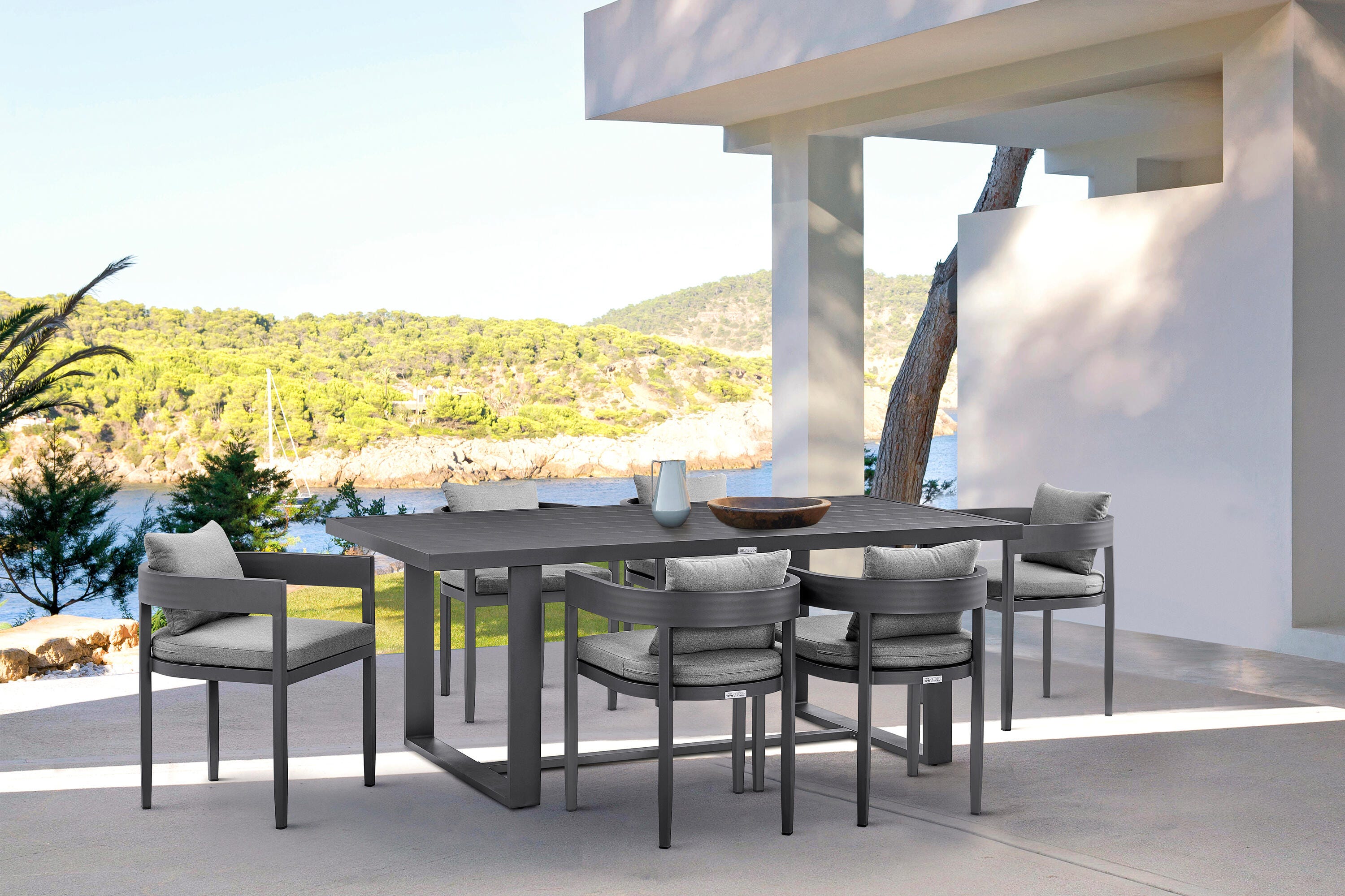 Armen Living Menorca Outdoor Dining Table and 6 chairs, , rollover