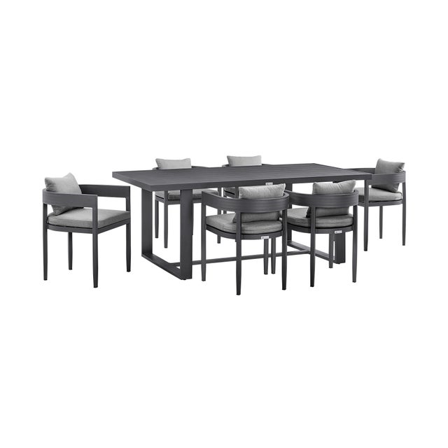 Armen Living Menorca Outdoor Dining Table and 6 chairs
