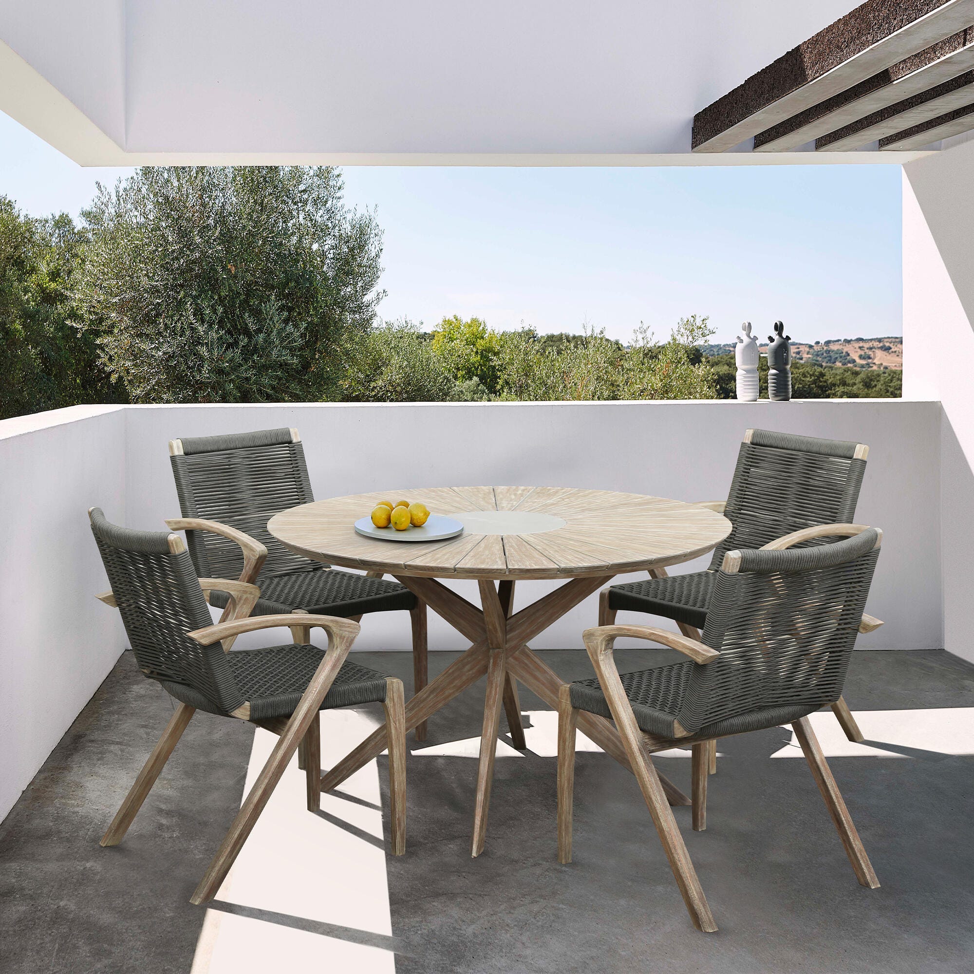 Armen Living Oasis Outdoor Dining Table and 4 Chairs, , rollover