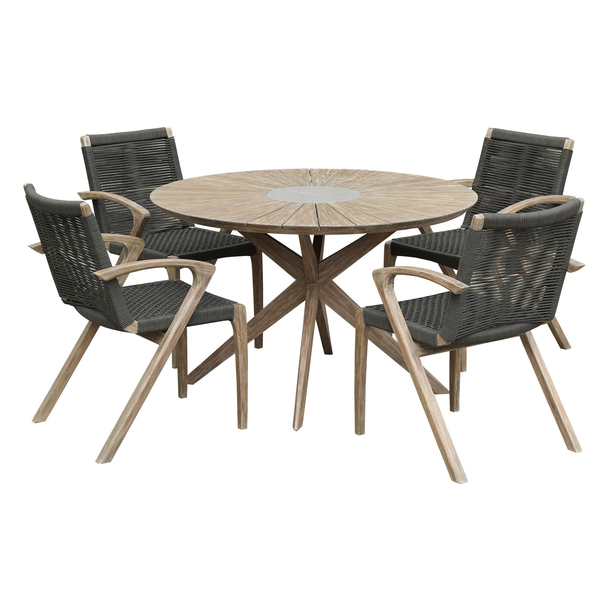 Armen Living Oasis Outdoor Dining Table and 4 Chairs, , large