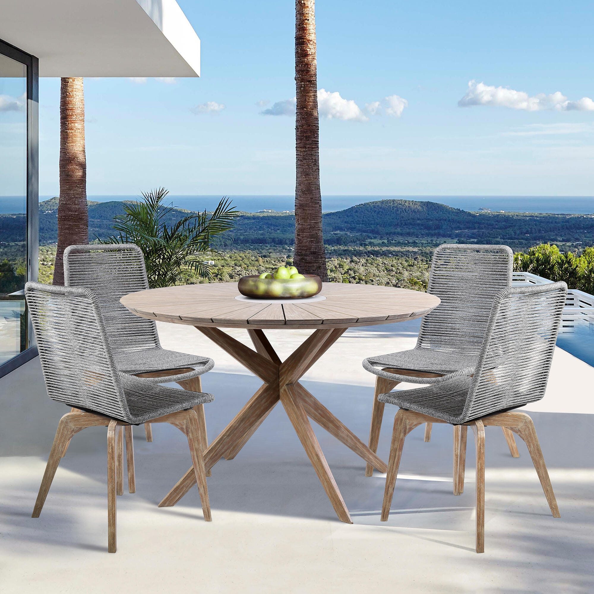 Armen Living Island Outdoor Dining Table and 4 Chairs, , rollover