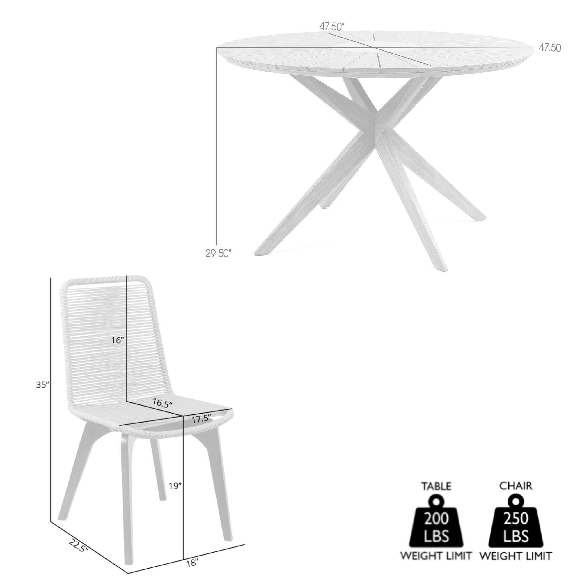 Armen Living Island Outdoor Dining Table and 4 Chairs, , large