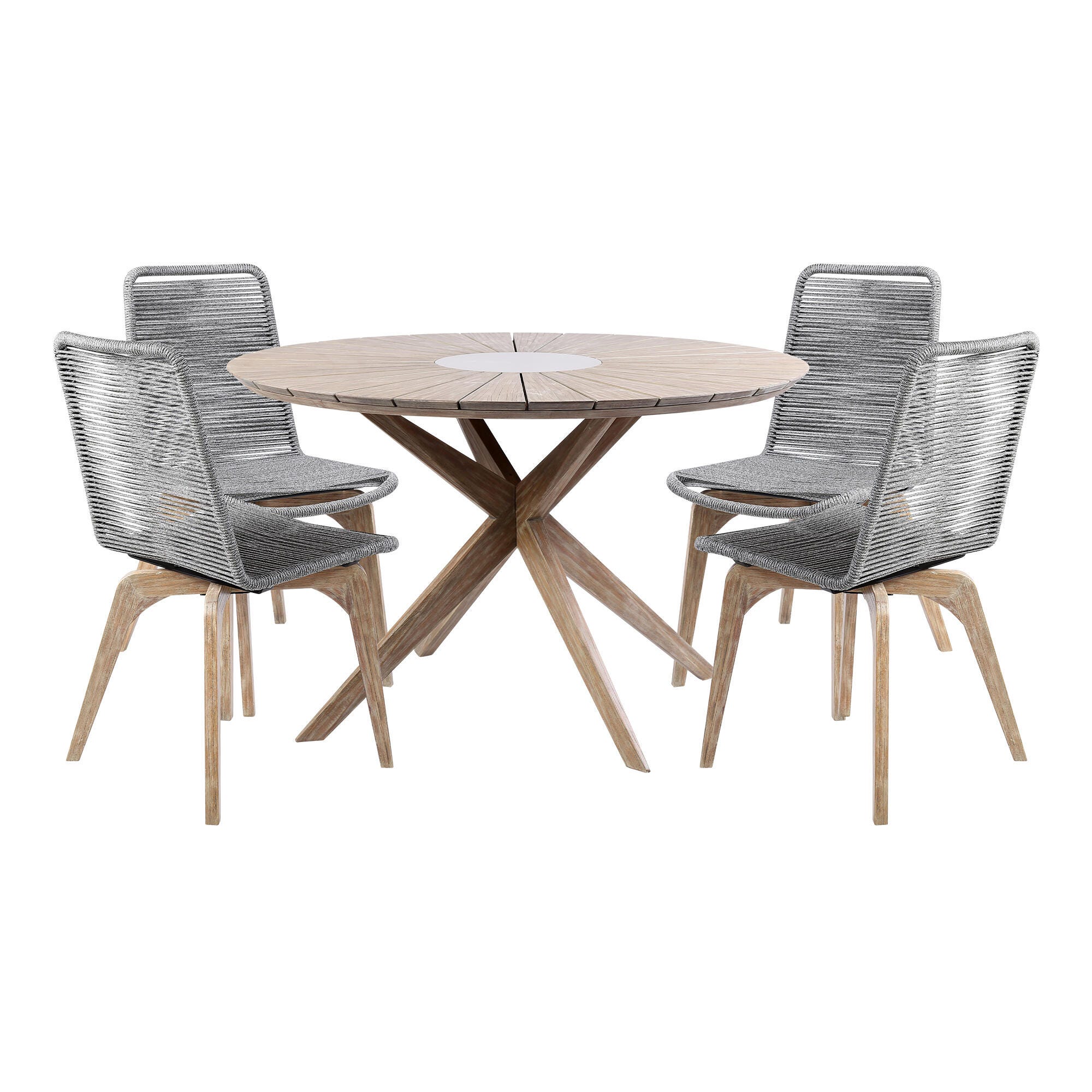 Armen Living Island Outdoor Dining Table and 4 Chairs, , large