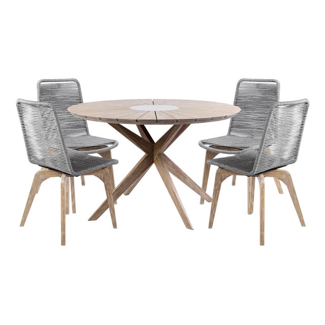 Armen Living Island Outdoor Dining Table and 4 Chairs