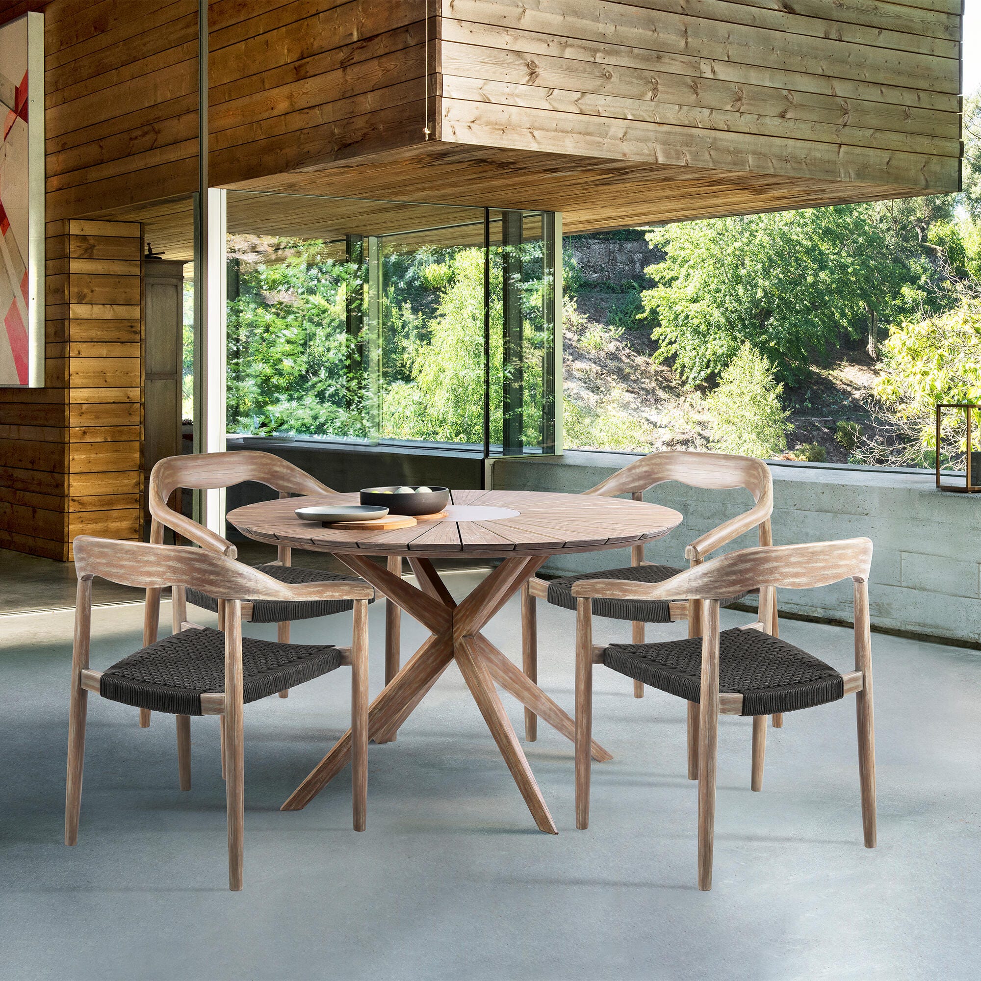 Armen Living Santo Outdoor Dining Table and 4 Chairs, , rollover