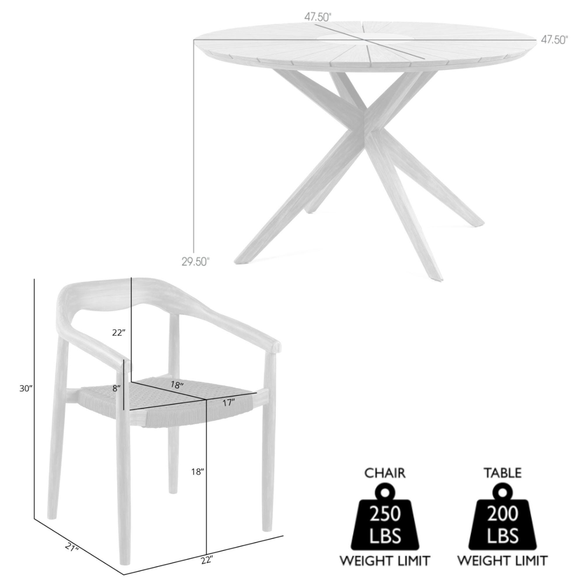 Armen Living Santo Outdoor Dining Table and 4 Chairs, , large