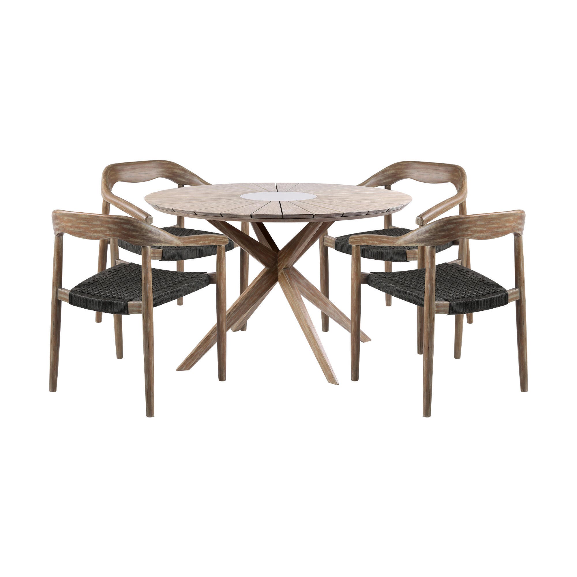 Armen Living Santo Outdoor Dining Table and 4 Chairs, , large