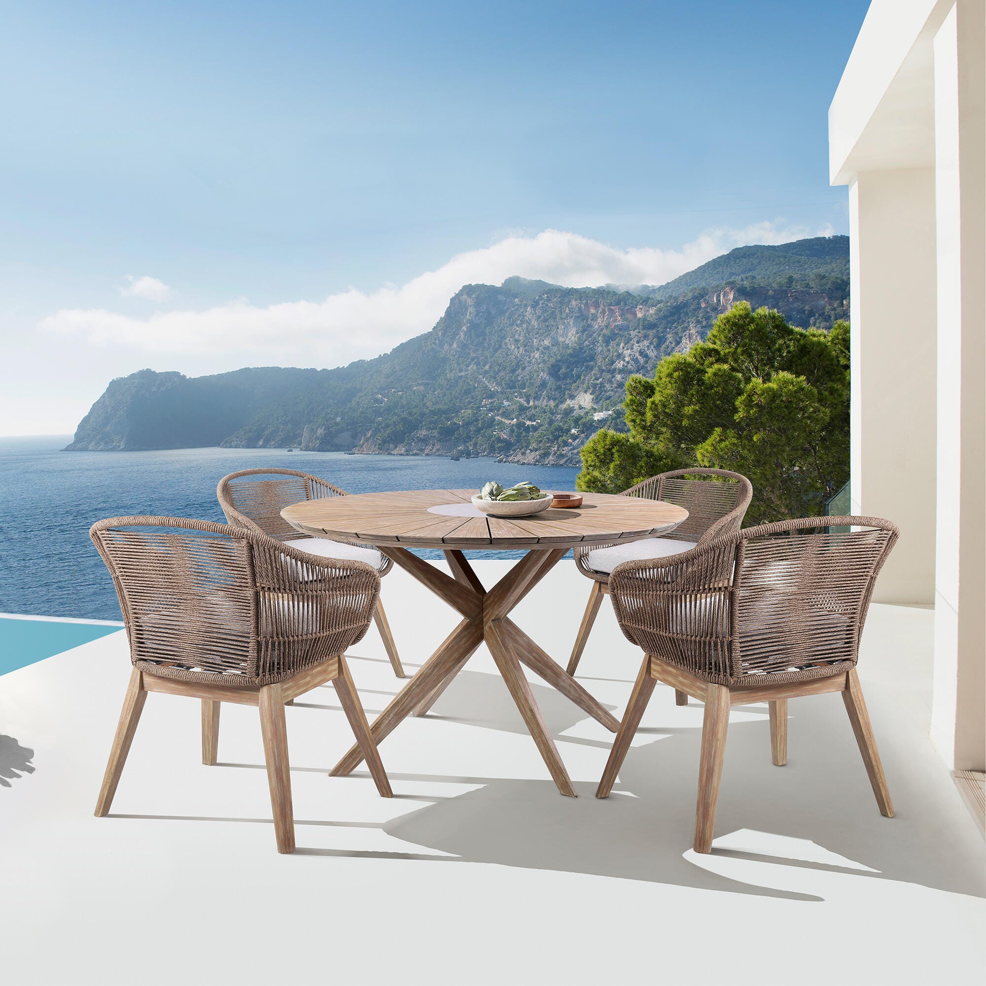 Armen Living Tutti Frutti Outdoor Dining Table and 4 Chairs, , rollover