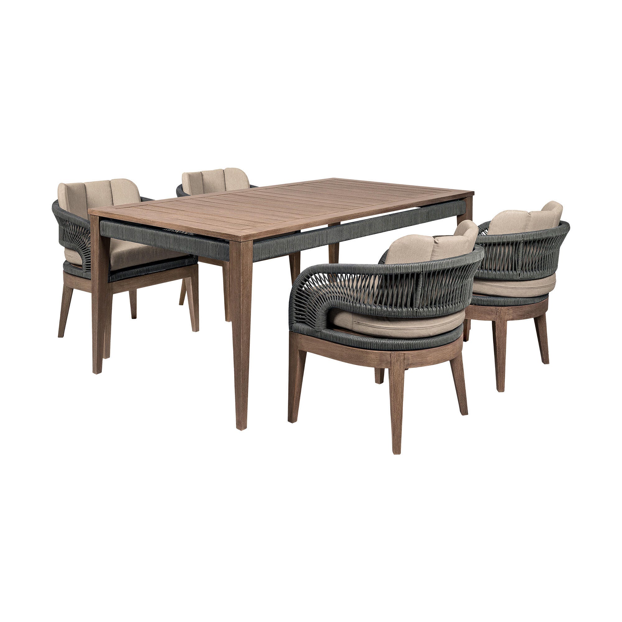 Armen Living Orbit Outdoor Dining Table and 4 Chairs, , large