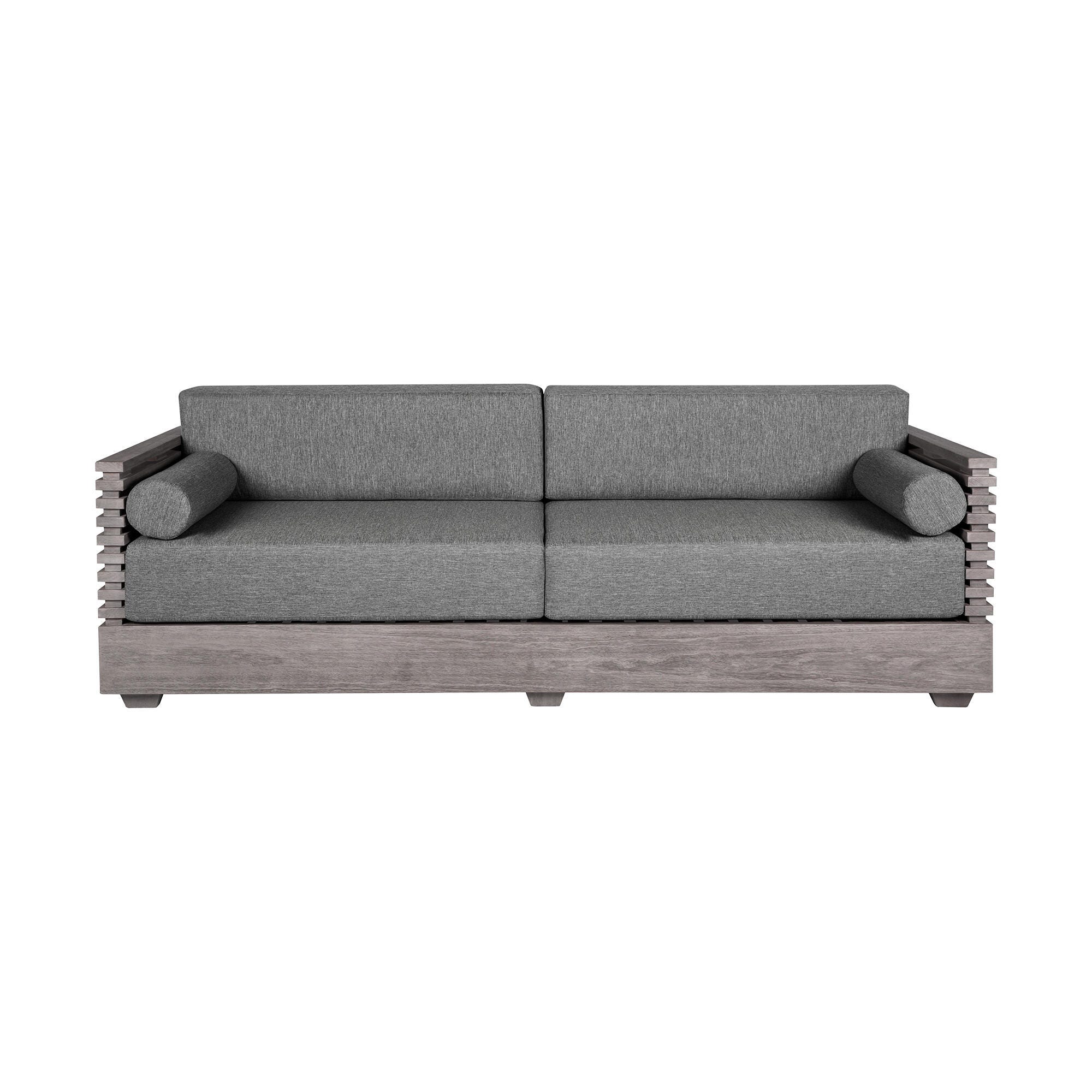 Vivid Outdoor Sofa and 2 Chairs with Coffee Table, Gray, large