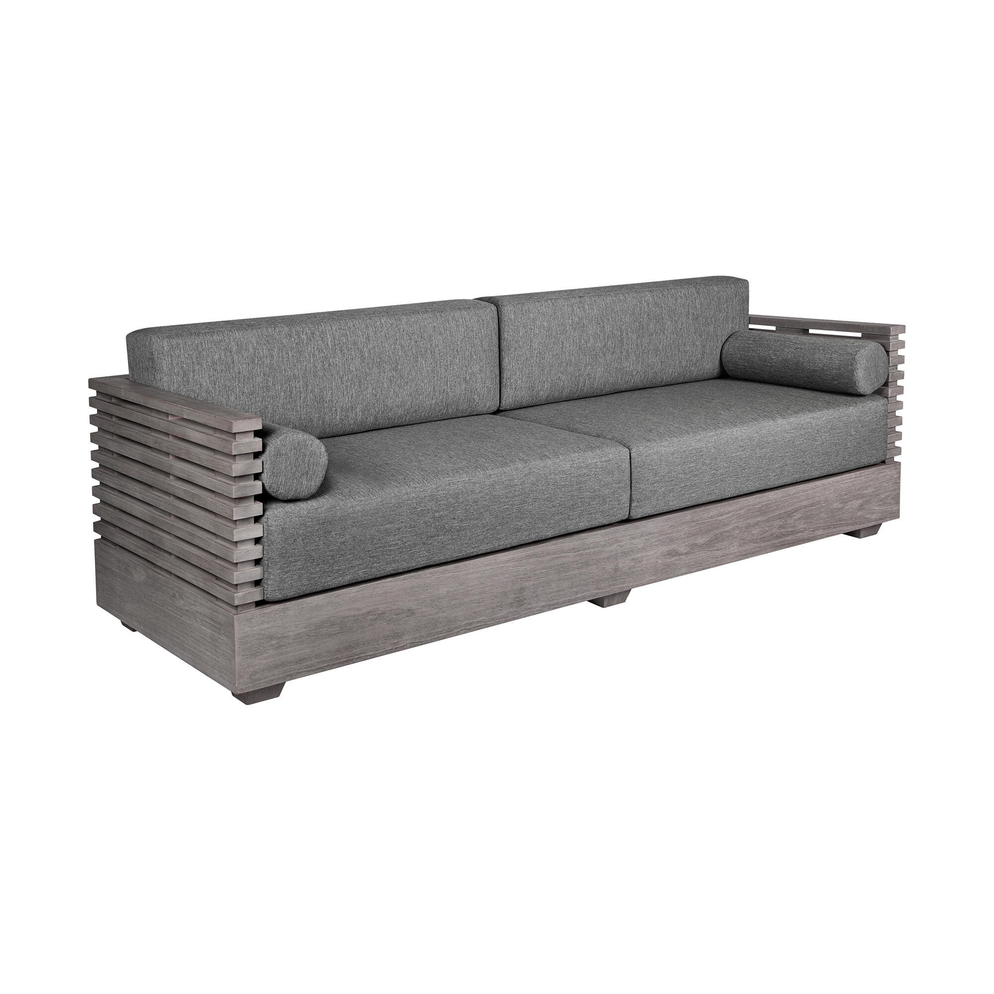 Vivid Outdoor Sofa and 2 Chairs with Coffee Table, Gray, large