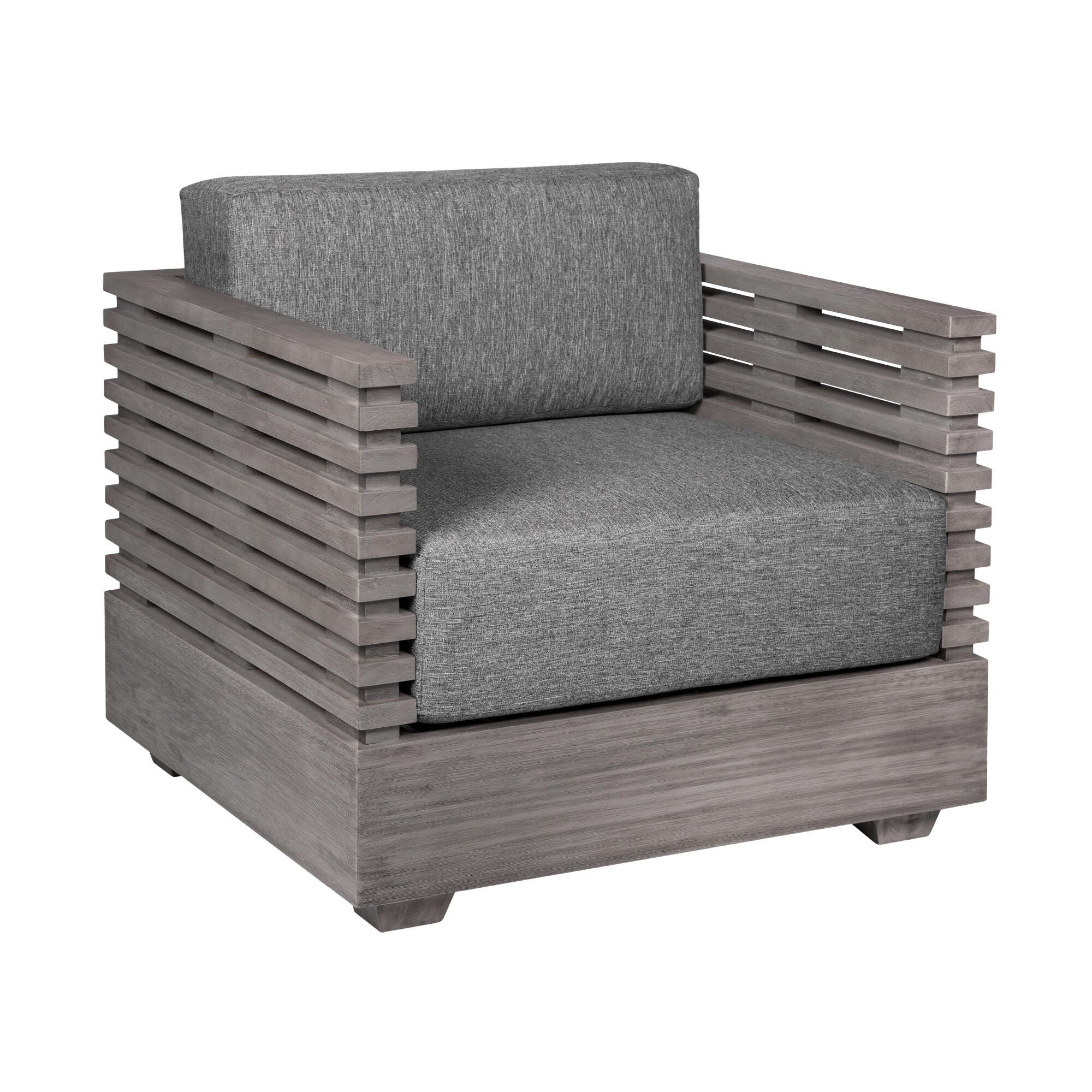 Vivid Outdoor Sofa and 2 Chairs with Coffee Table, Gray, large