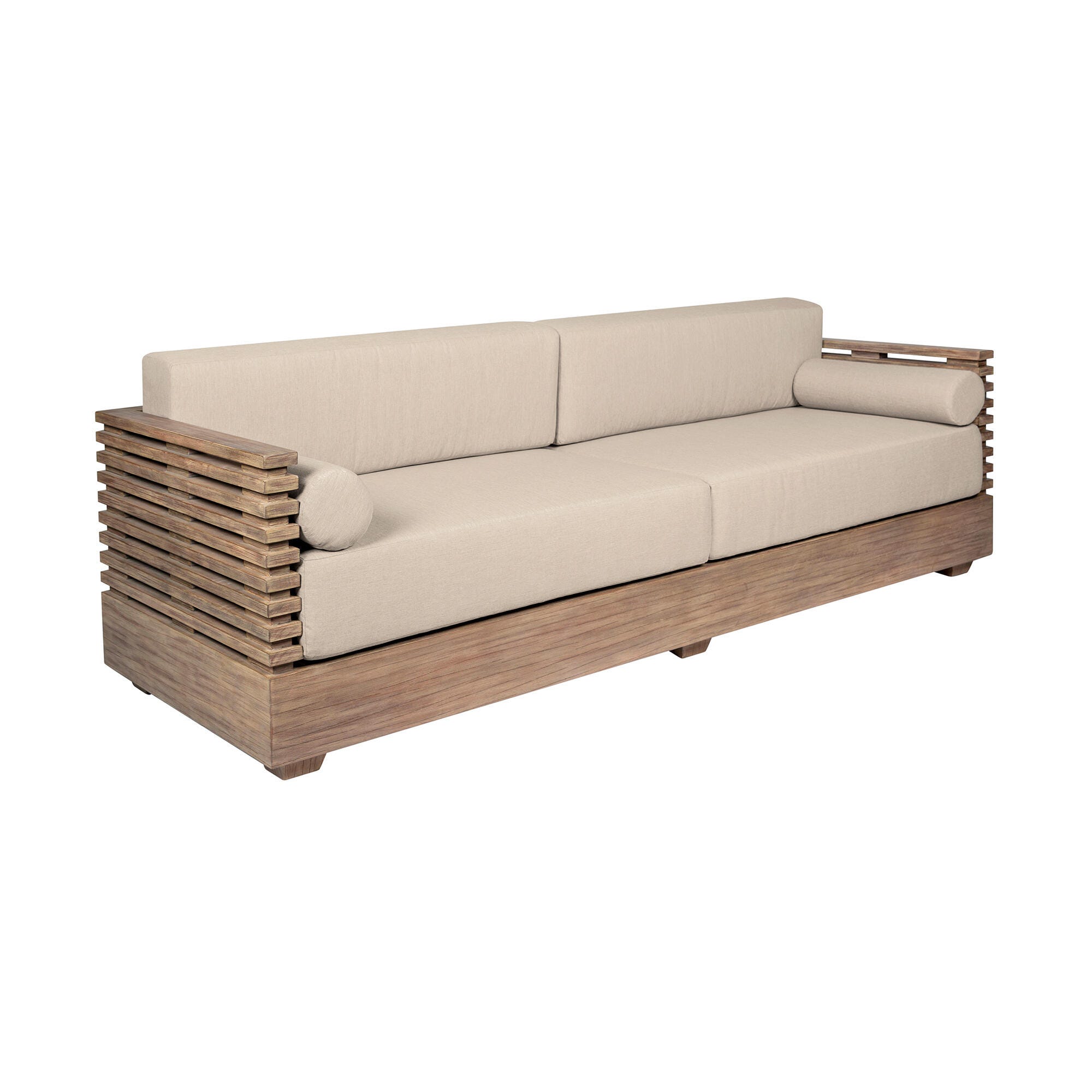 Vivid Outdoor Sofa and 2 Chairs with Coffee Table, Taupe, large